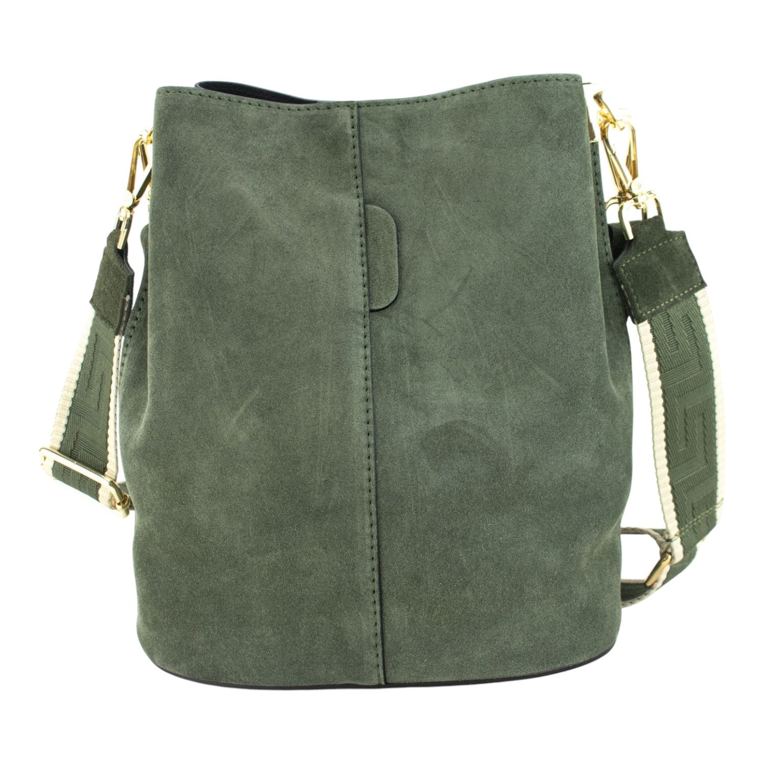 Bandolera Piel Pregato Secchio Peach Verde - KimondoShop