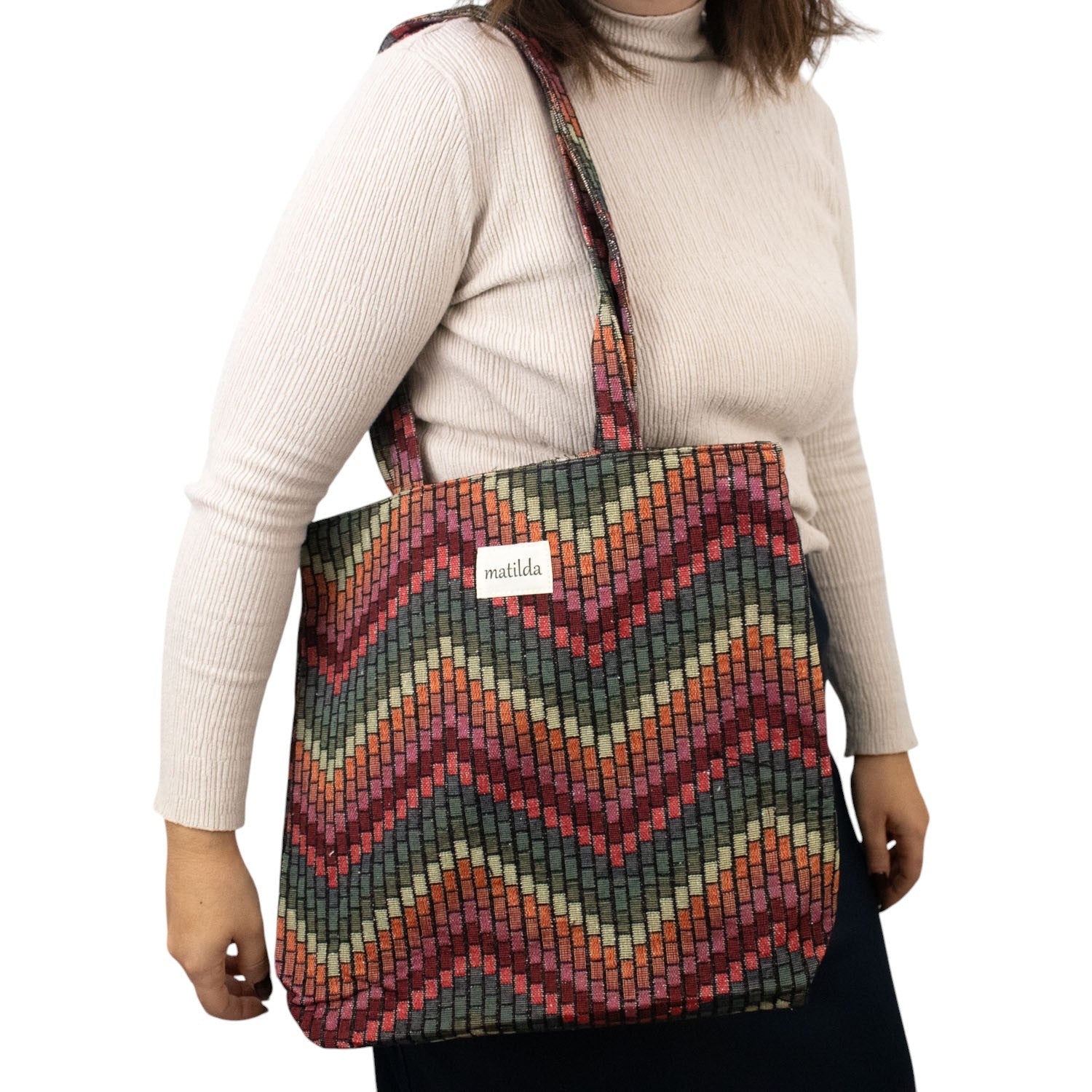 Bolsa tote pequeña La Matilda Print Zigzag grande - KimondoShop