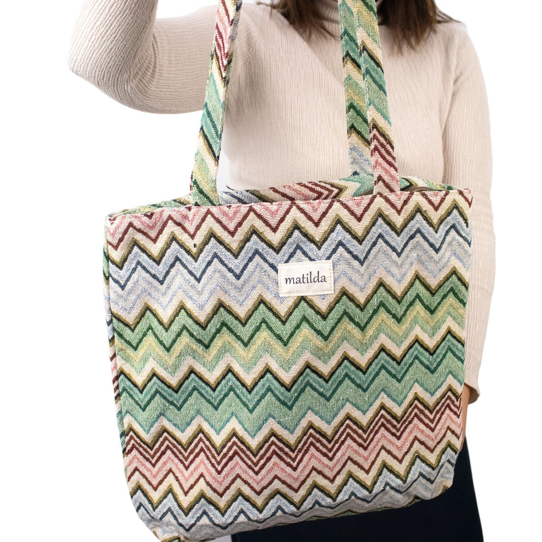 Bolsa tote pequeña La Matilda Print Zigzag pequeño - KimondoShop