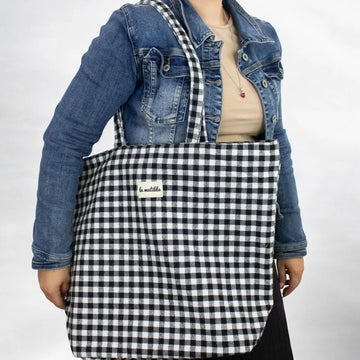 Bolsa totebag La Matilda Vichy negro - KimondoShop