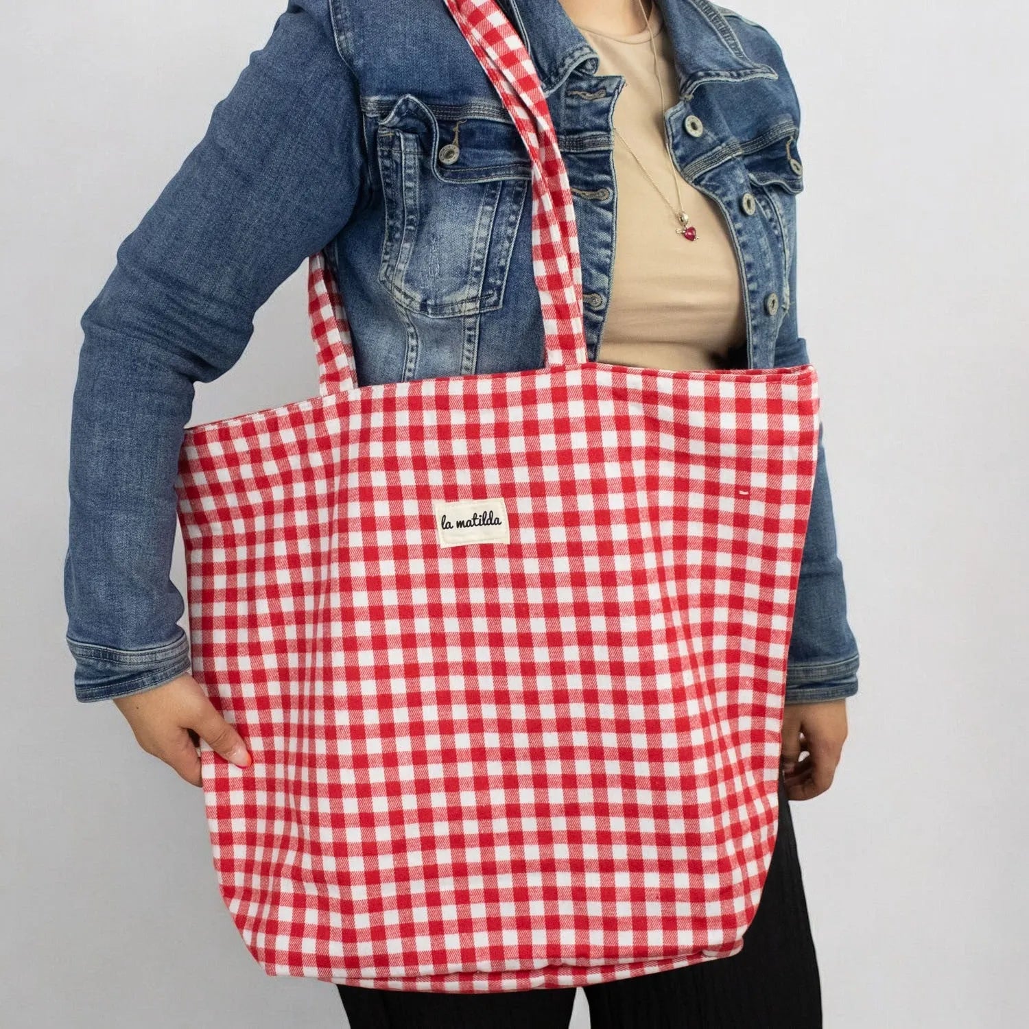 Bolsa totebag La Matilda Vichy rojo - KimondoShop