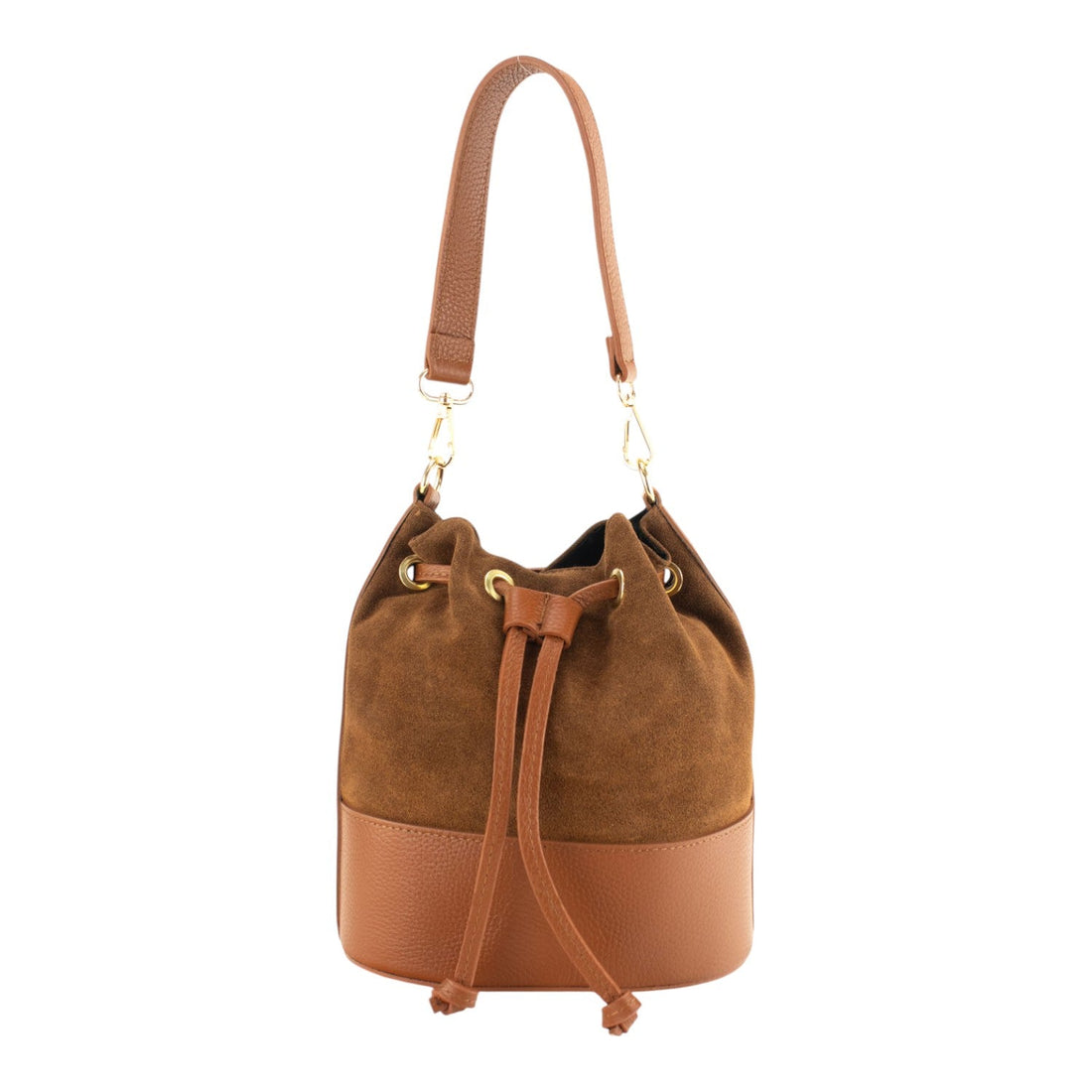Bolso bombonera en Piel Pregato Ayra Ante Camel - KimondoShop