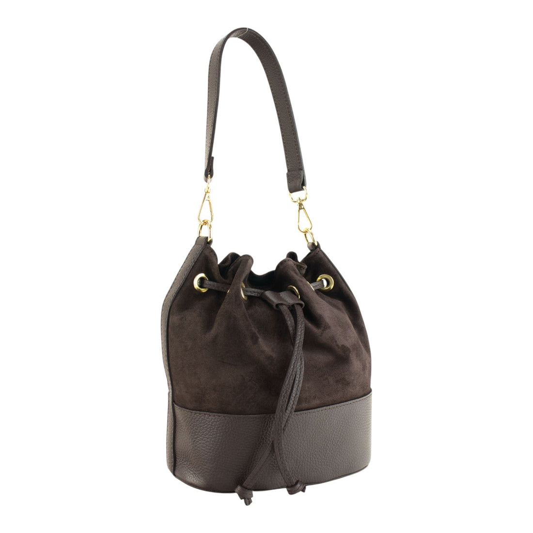 Bolso bombonera en Piel Pregato Ayra Ante Chocolate - KimondoShop