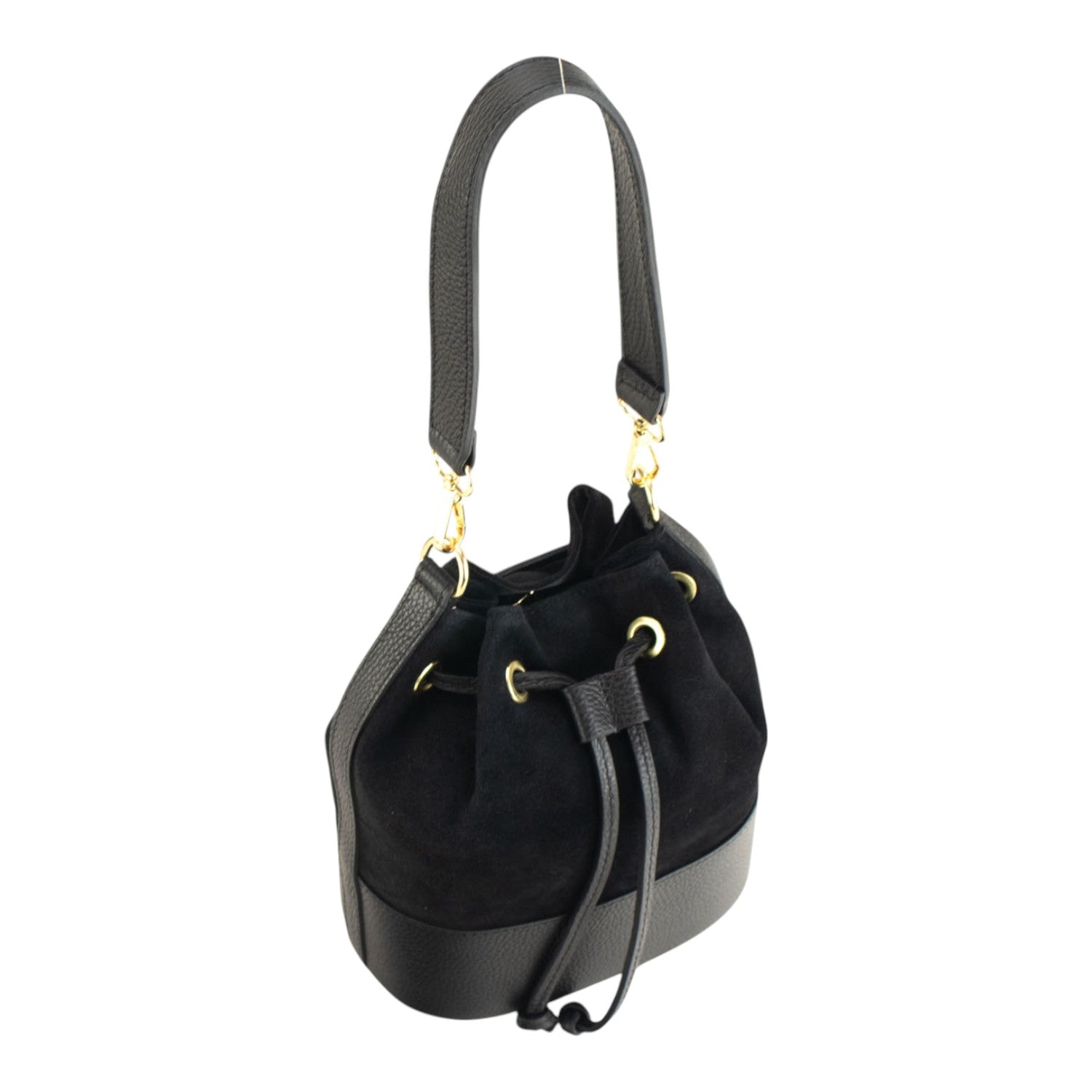 Bolso bombonera en Piel Pregato Ayra Ante Negro - KimondoShop