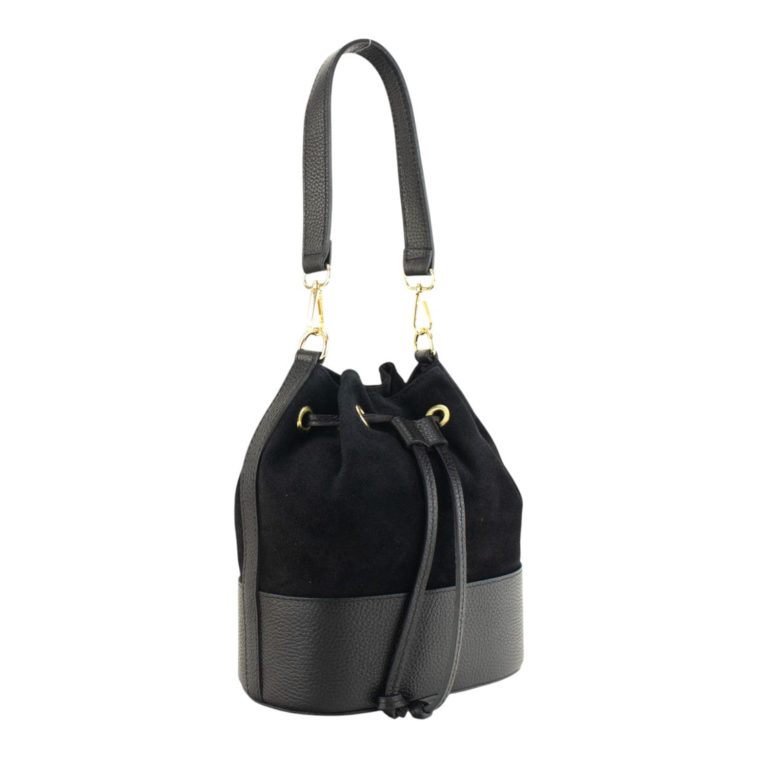 Bolso bombonera en Piel Pregato Ayra Ante Negro - KimondoShop