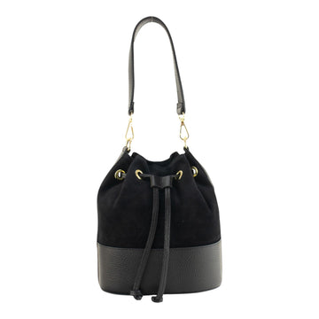 Bolso bombonera en Piel Pregato Ayra Ante Negro - KimondoShop