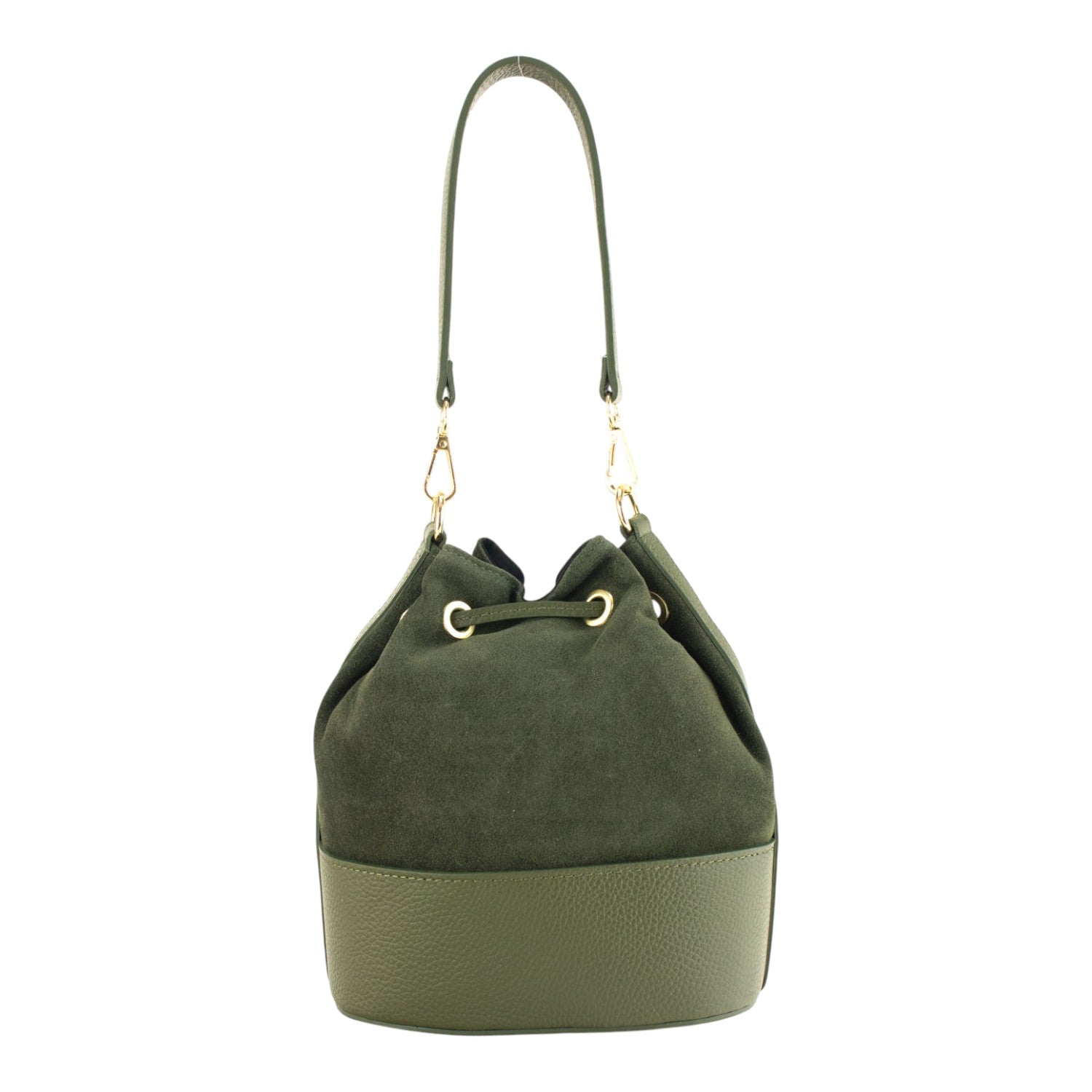 Bolso bombonera en Piel Pregato Ayra Ante Verde - KimondoShop