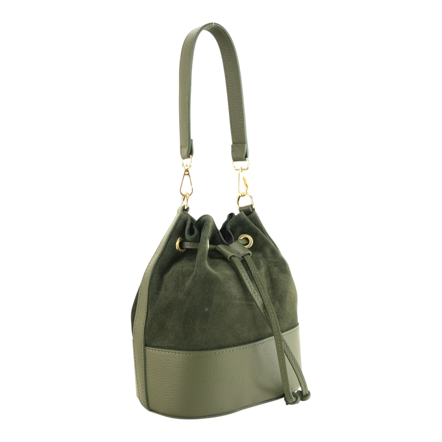 Bolso bombonera en Piel Pregato Ayra Ante Verde - KimondoShop