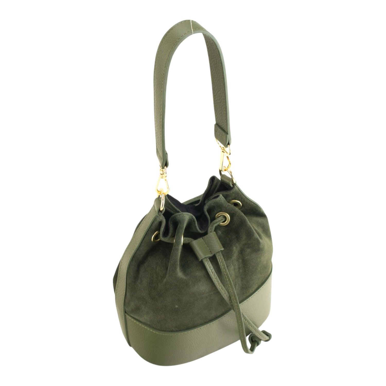 Bolso bombonera en Piel Pregato Ayra Ante Verde - KimondoShop