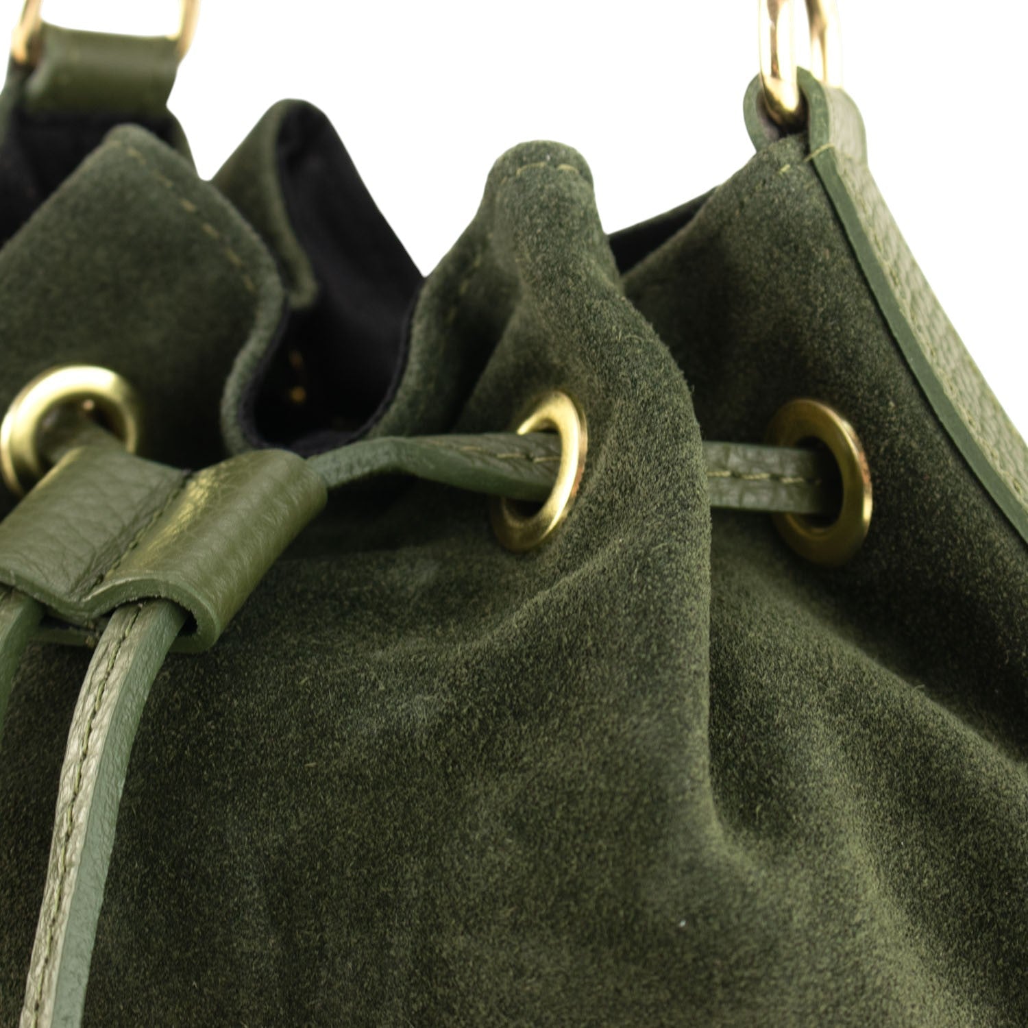 Bolso bombonera en Piel Pregato Ayra Ante Verde - KimondoShop