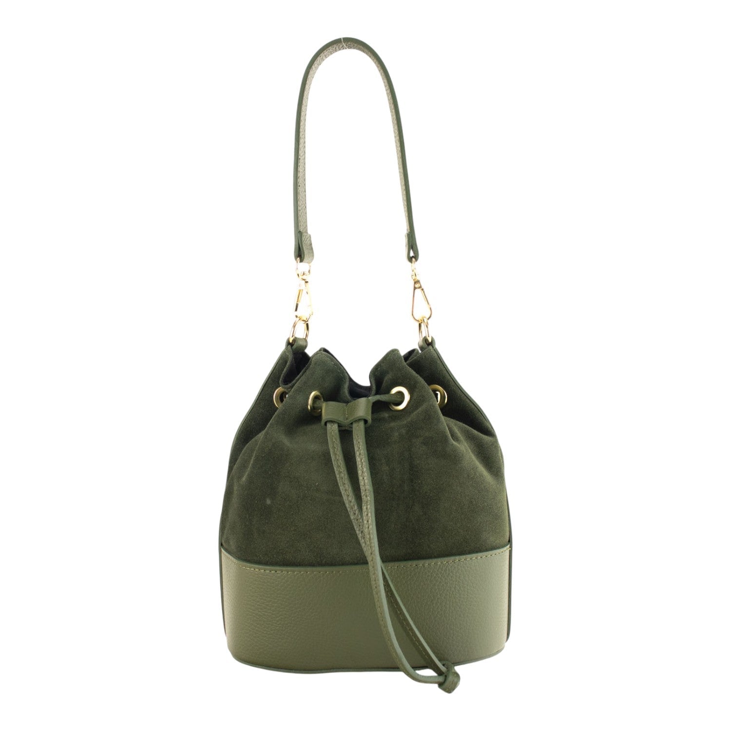 Bolso bombonera en Piel Pregato Ayra Ante Verde - KimondoShop
