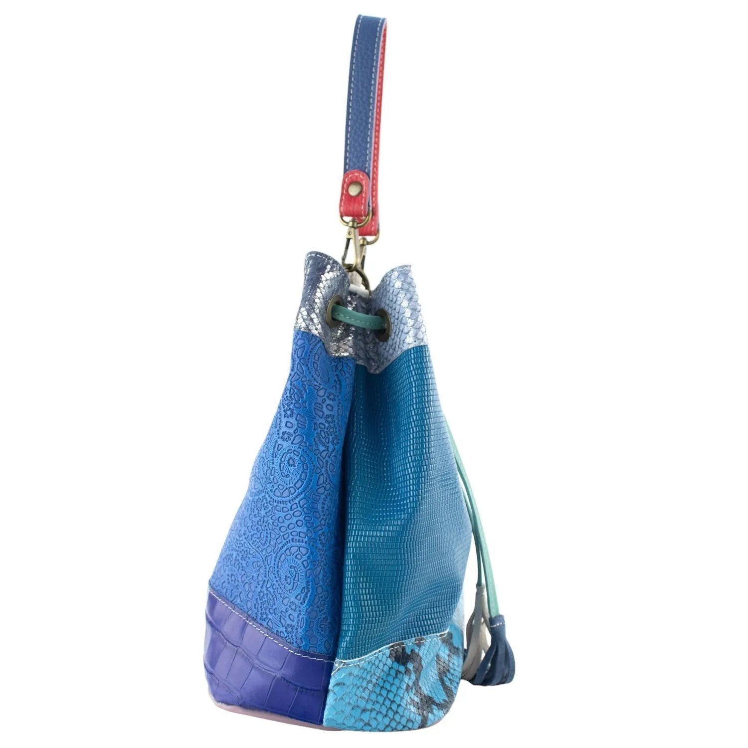 Bolso bombonera en Piel Pregato Simona Azul marino - KimondoShop