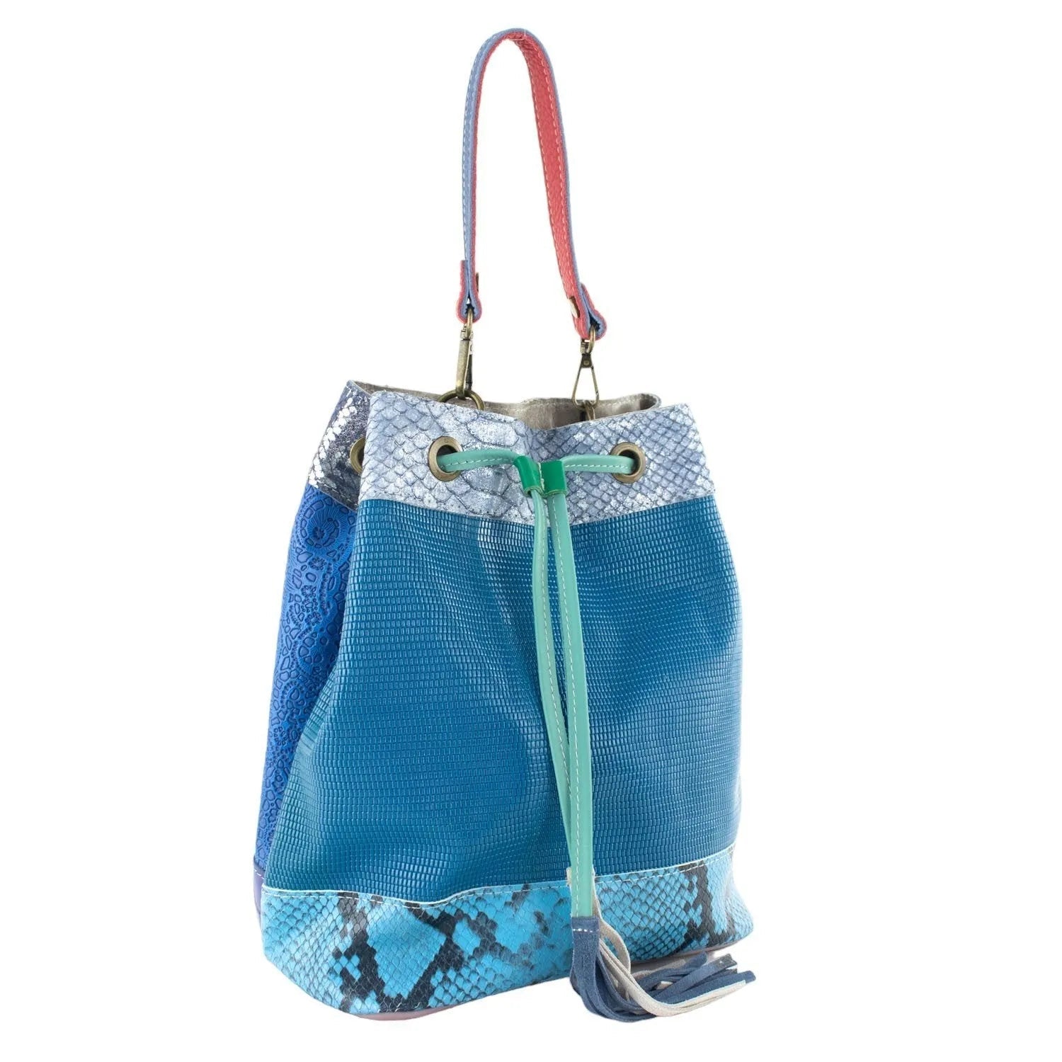 Bolso bombonera en Piel Pregato Simona Azul marino - KimondoShop