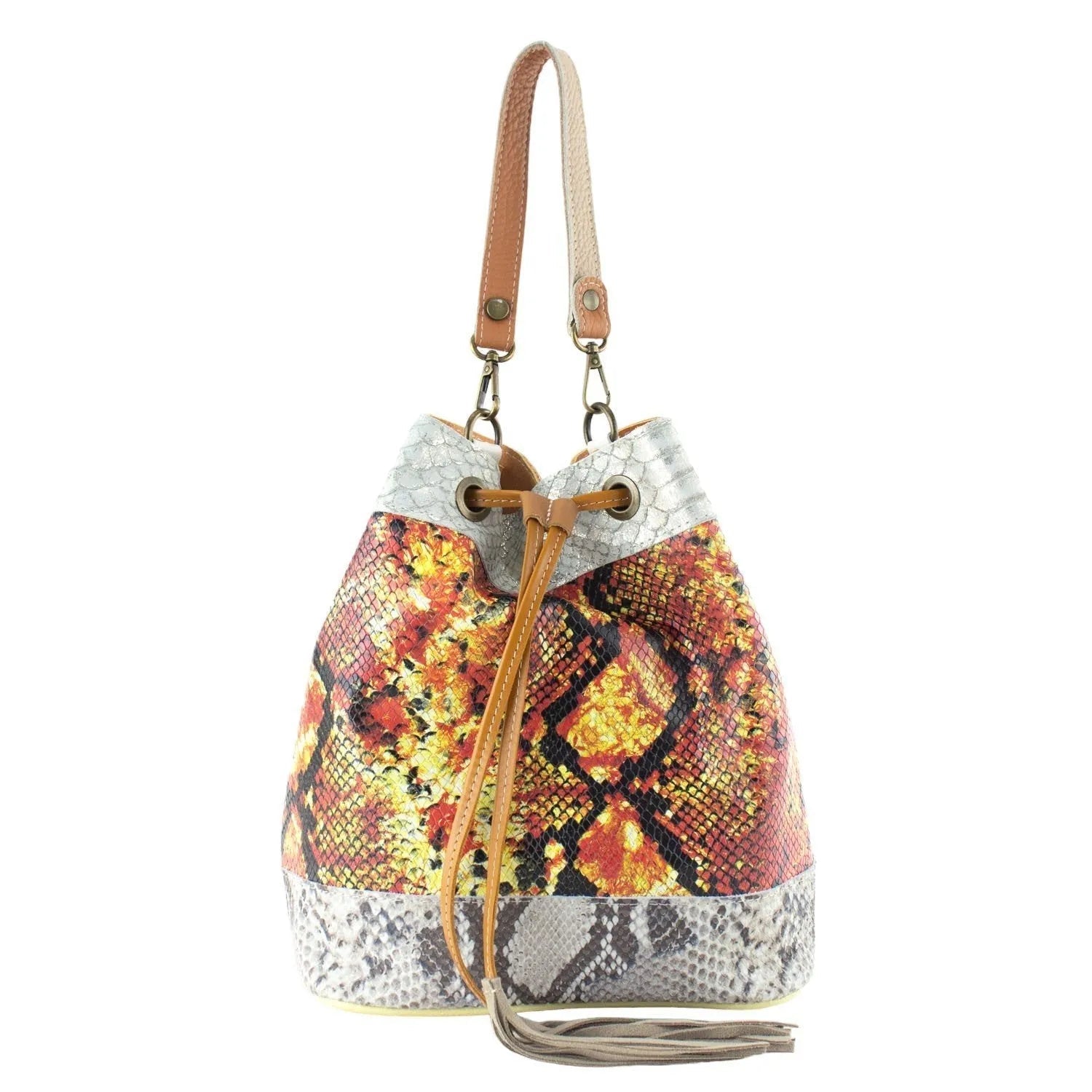 Bolso bombonera en Piel Pregato Simona Naranja - KimondoShop