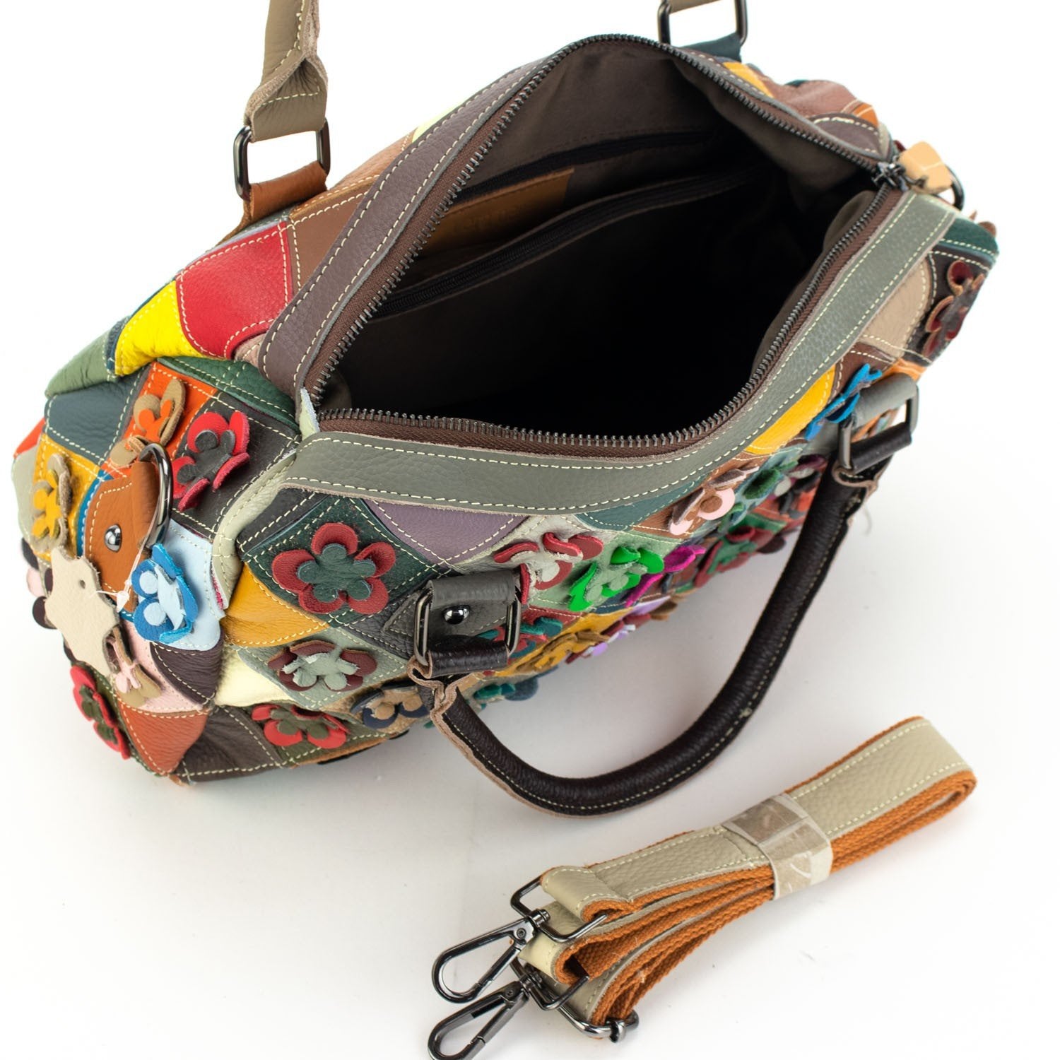 Bolso bowling de Piel Pregato Mosaic Flowers - KimondoShop