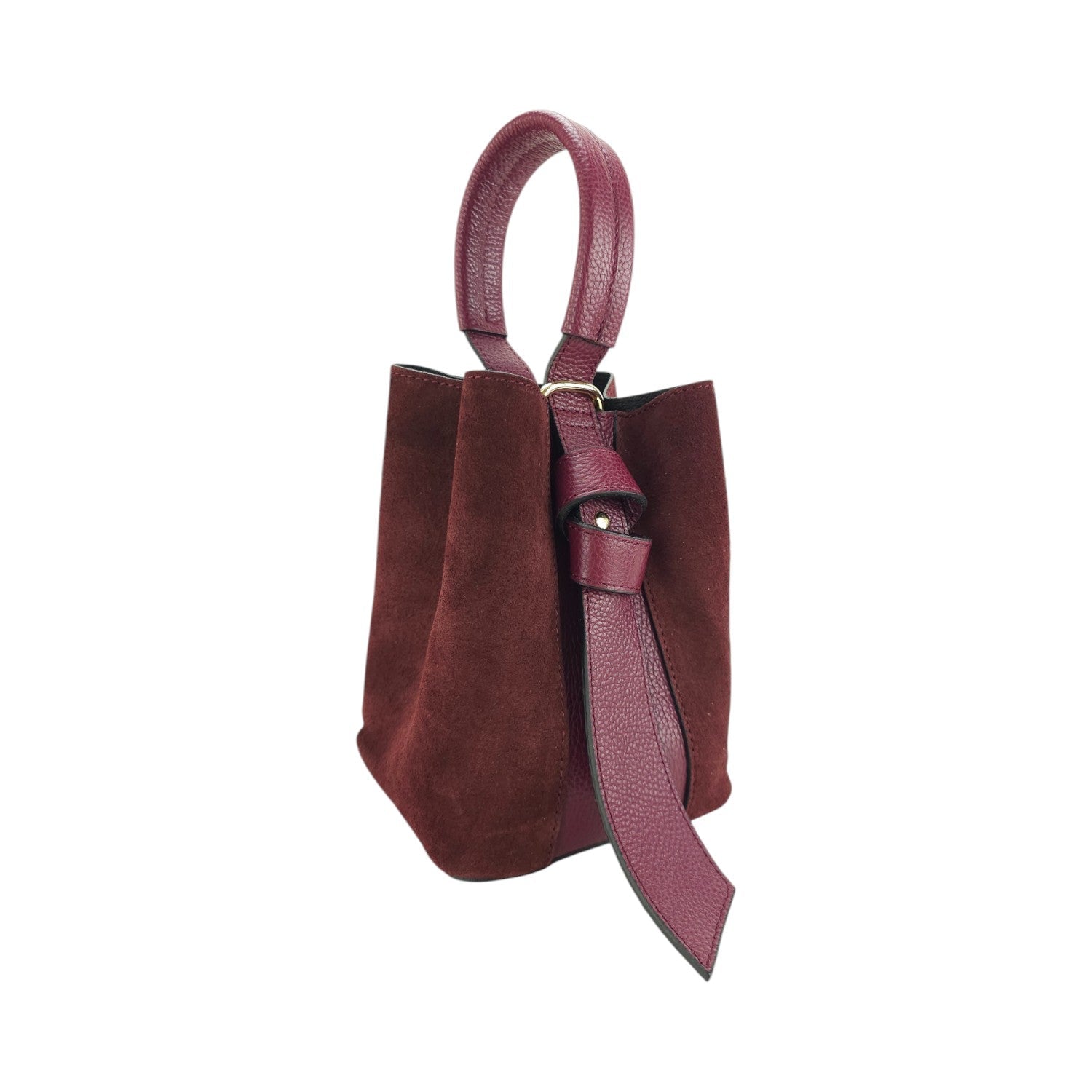 Bolso bucket en Piel Pregato Alessia Ante Burdeos - KimondoShop
