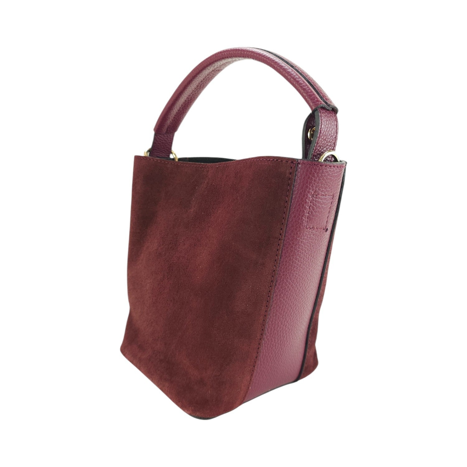 Bolso bucket en Piel Pregato Alessia Ante Burdeos - KimondoShop