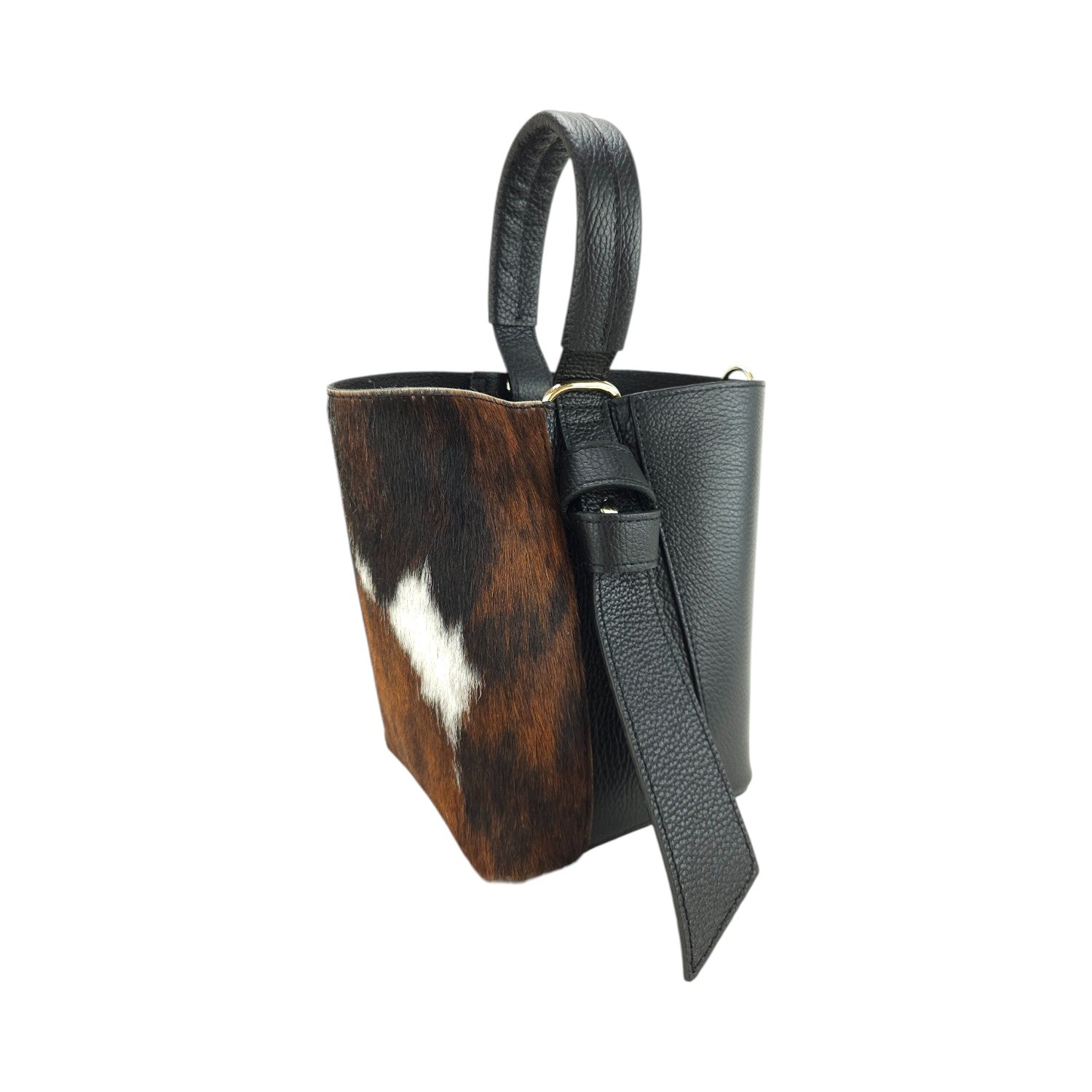 Bolso bucket en Piel Pregato Alessia Premium Brown - KimondoShop