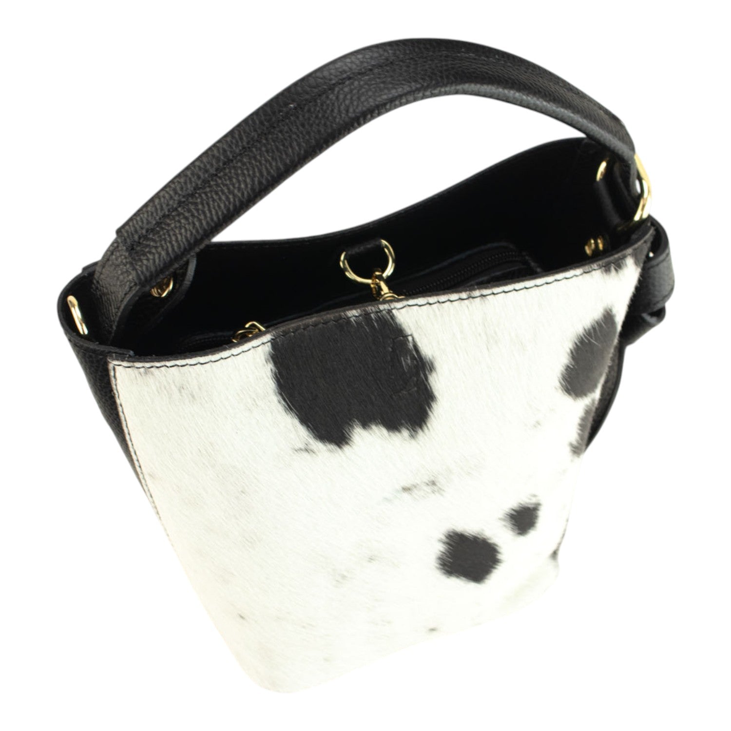Bolso bucket en Piel Pregato Alessia Premium Cow Black - KimondoShop