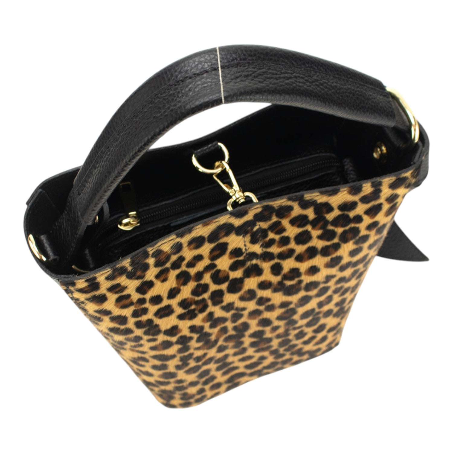 Bolso bucket en Piel Pregato Alessia Premium Guepardo - KimondoShop