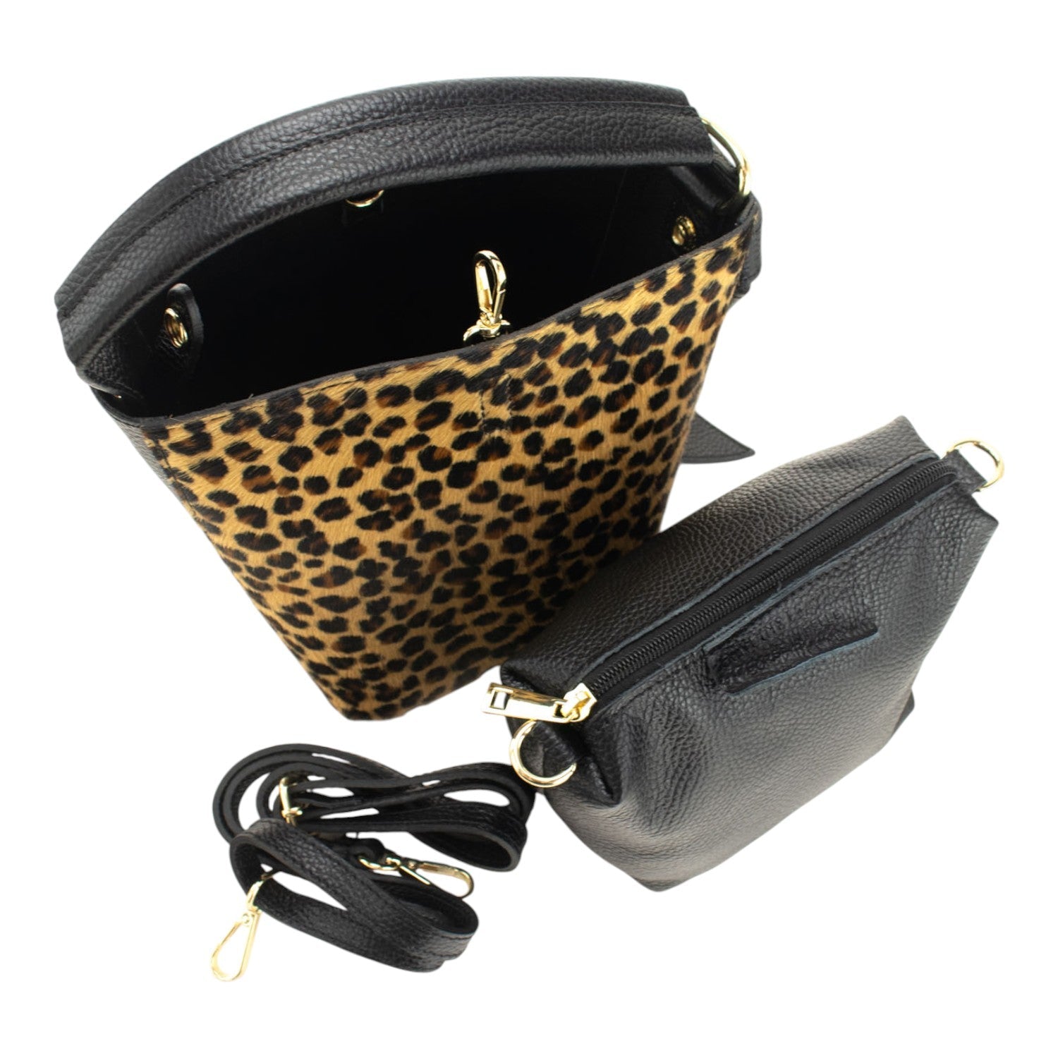 Bolso bucket en Piel Pregato Alessia Premium Guepardo - KimondoShop