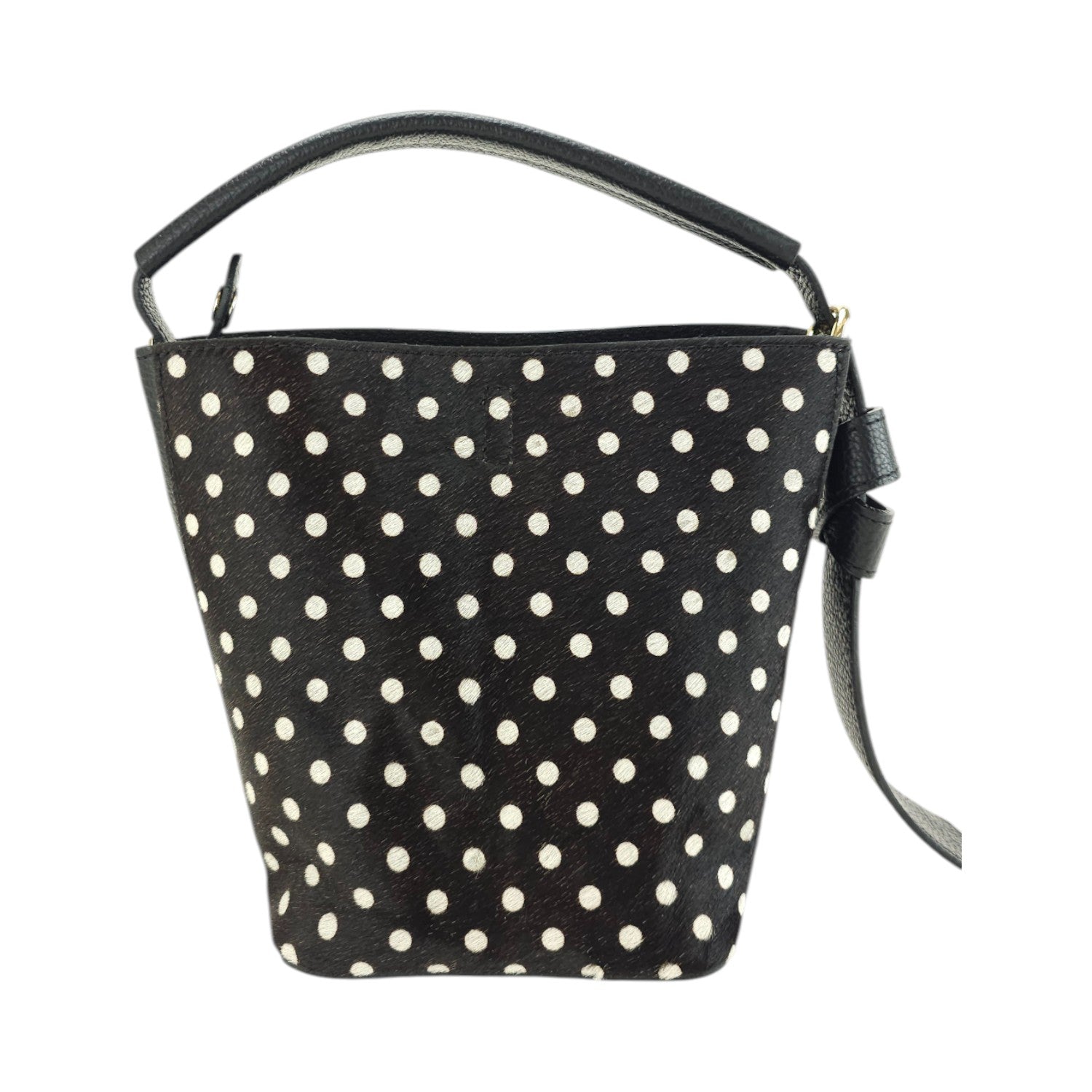 Bolso bucket en Piel Pregato Alessia Premium Topos Negro - KimondoShop