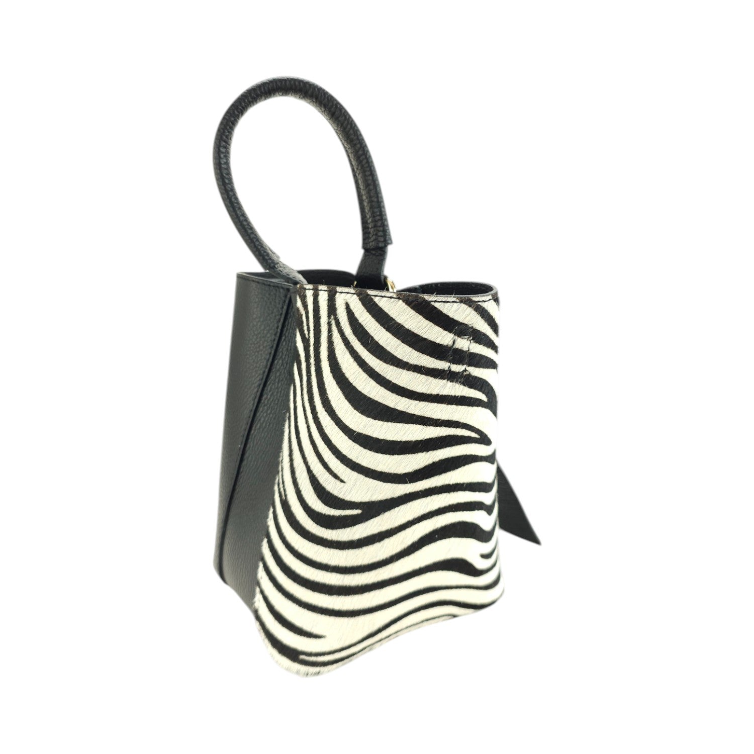 Bolso bucket en Piel Pregato Alessia Premium Zebra - KimondoShop