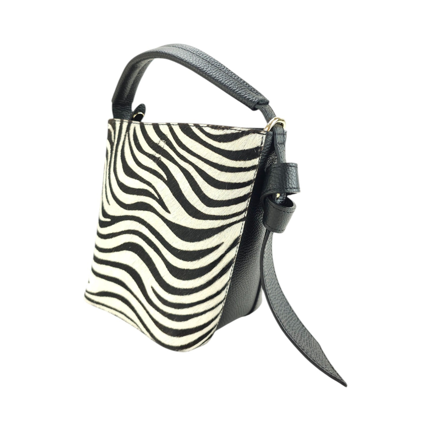 Bolso bucket en Piel Pregato Alessia Premium Zebra - KimondoShop