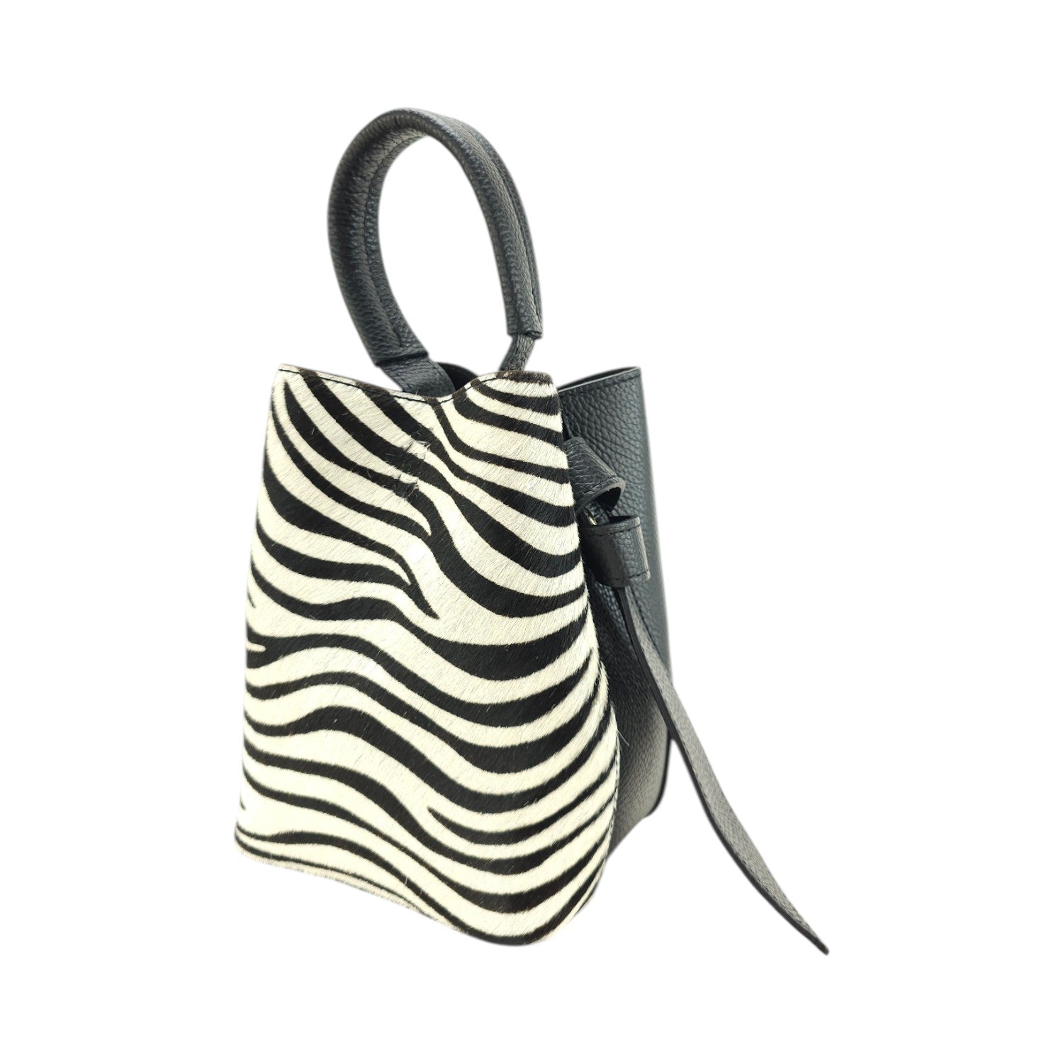 Bolso bucket en Piel Pregato Alessia Premium Zebra - KimondoShop