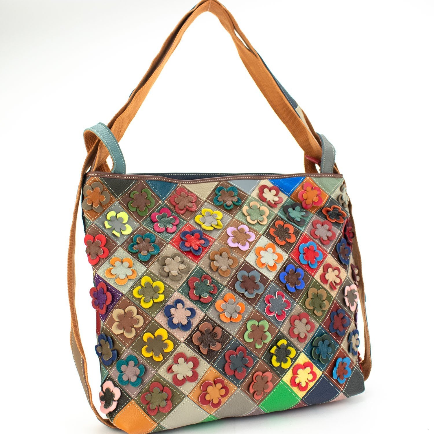 Bolso convertible de Piel Pregato Mosaic Flowers - KimondoShop