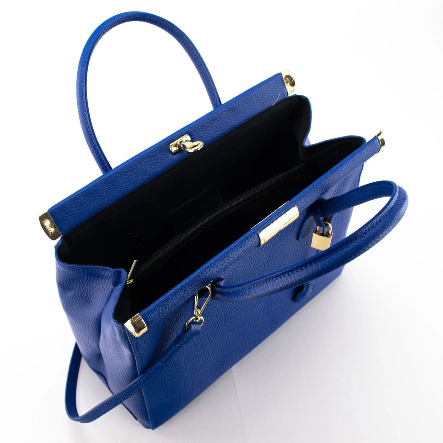 Bolso de mano en Piel Pregato Classic Azul eléctrico - KimondoShop