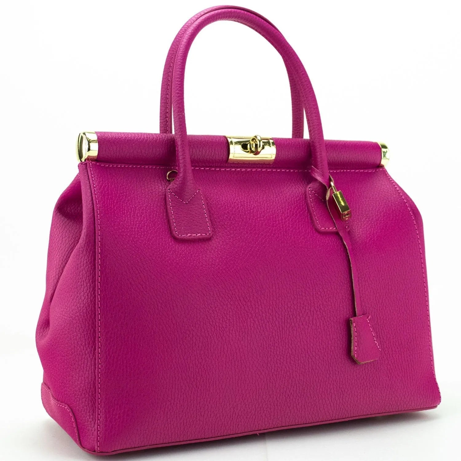 Bolso de mano en Piel Pregato Classic Fucsia - KimondoShop