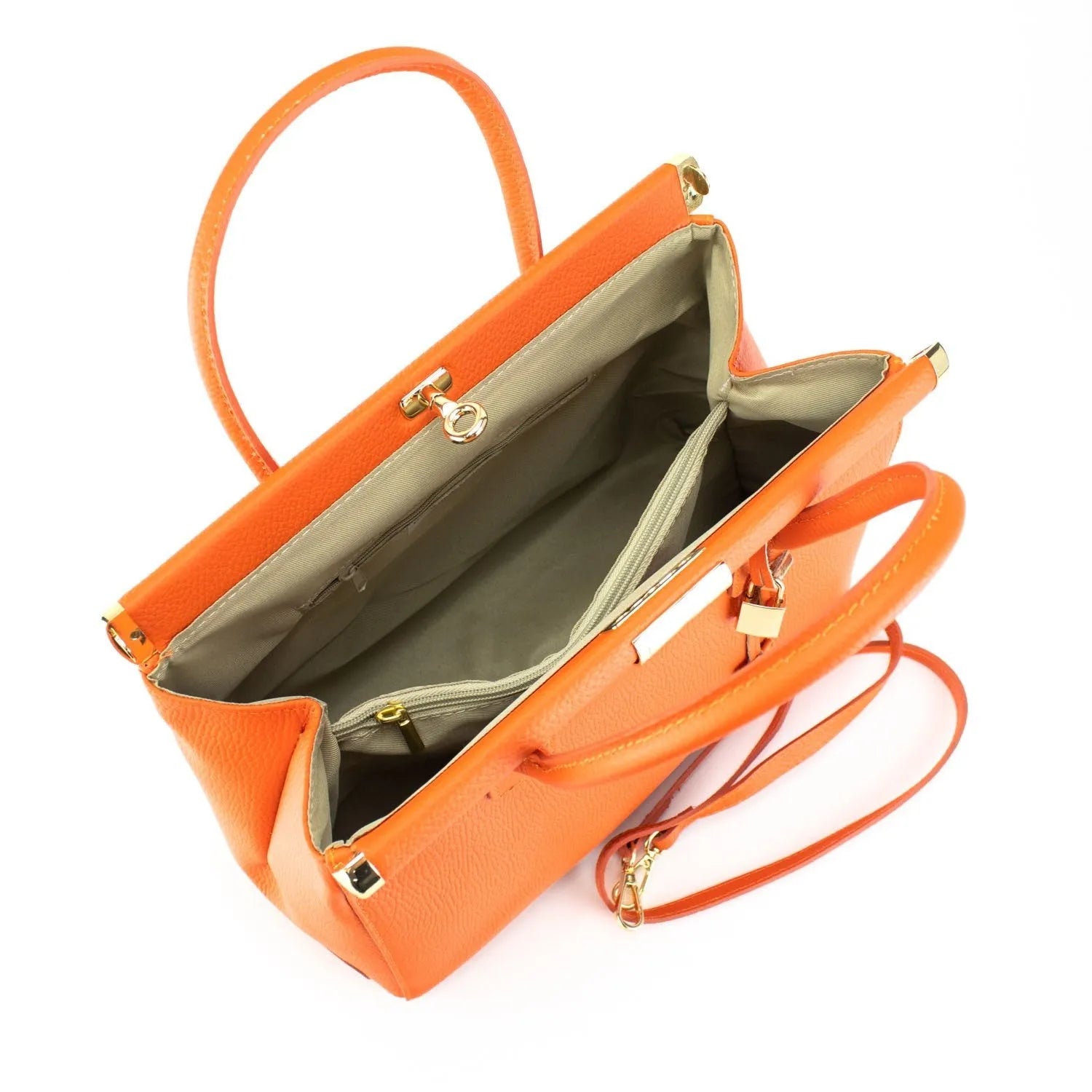 Bolso de mano en Piel Pregato Classic Naranja - KimondoShop