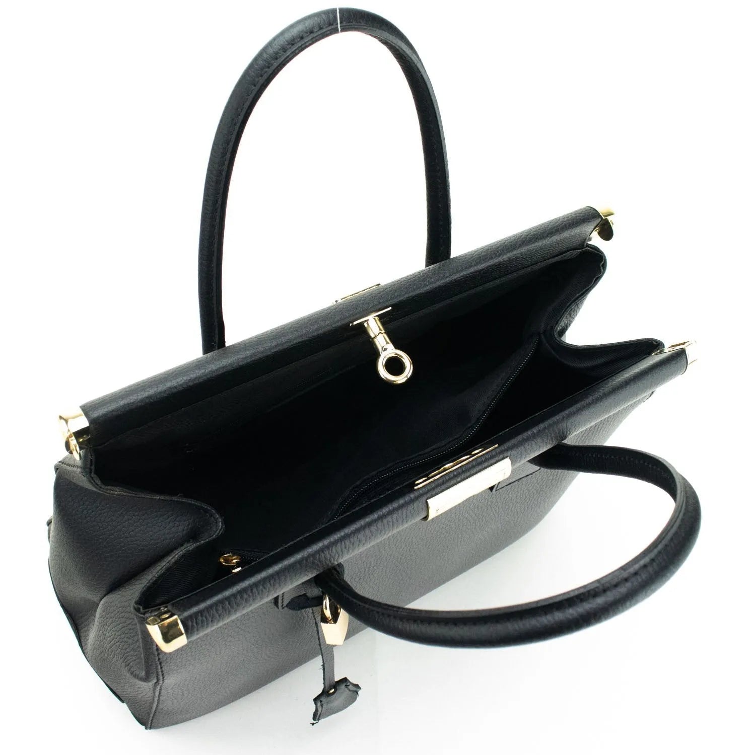 Bolso de mano en Piel Pregato Classic Negro - KimondoShop