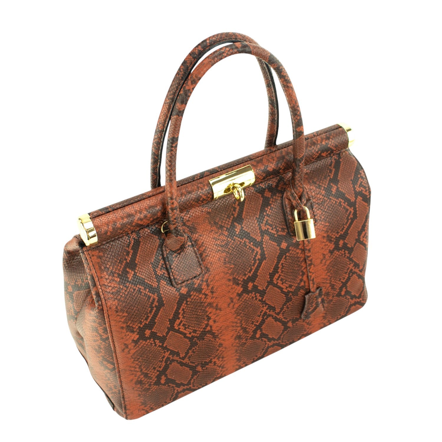 Bolso de mano en Piel Pregato Classic Snake Camel - KimondoShop