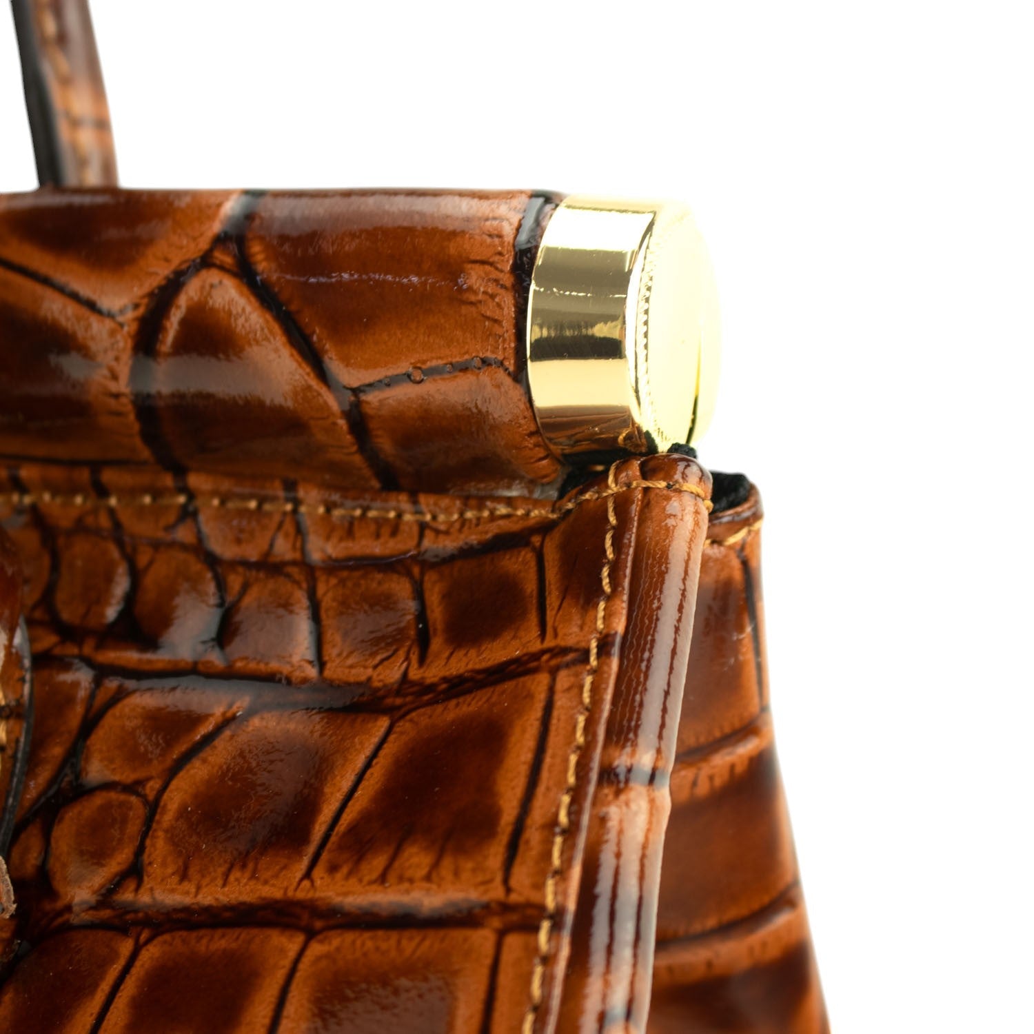 Bolso de mano en Piel Pregato Classic Special Croc Camel - KimondoShop