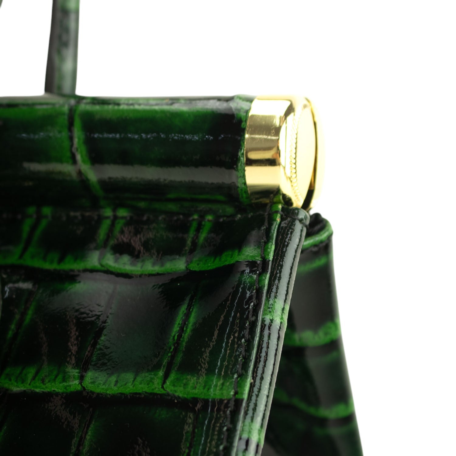 Bolso de mano en Piel Pregato Classic Special Croc Verde - KimondoShop