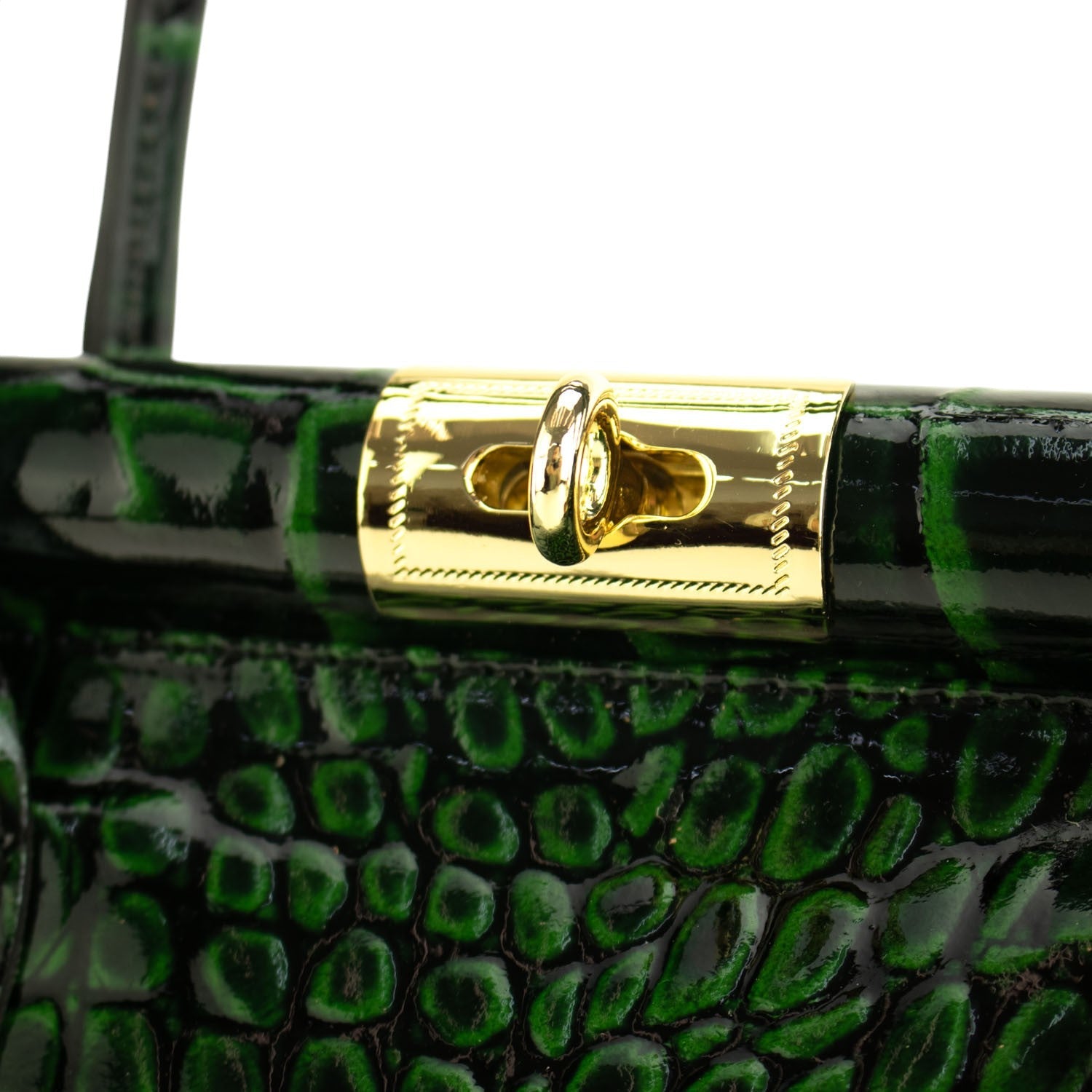 Bolso de mano en Piel Pregato Classic Special Croc Verde - KimondoShop