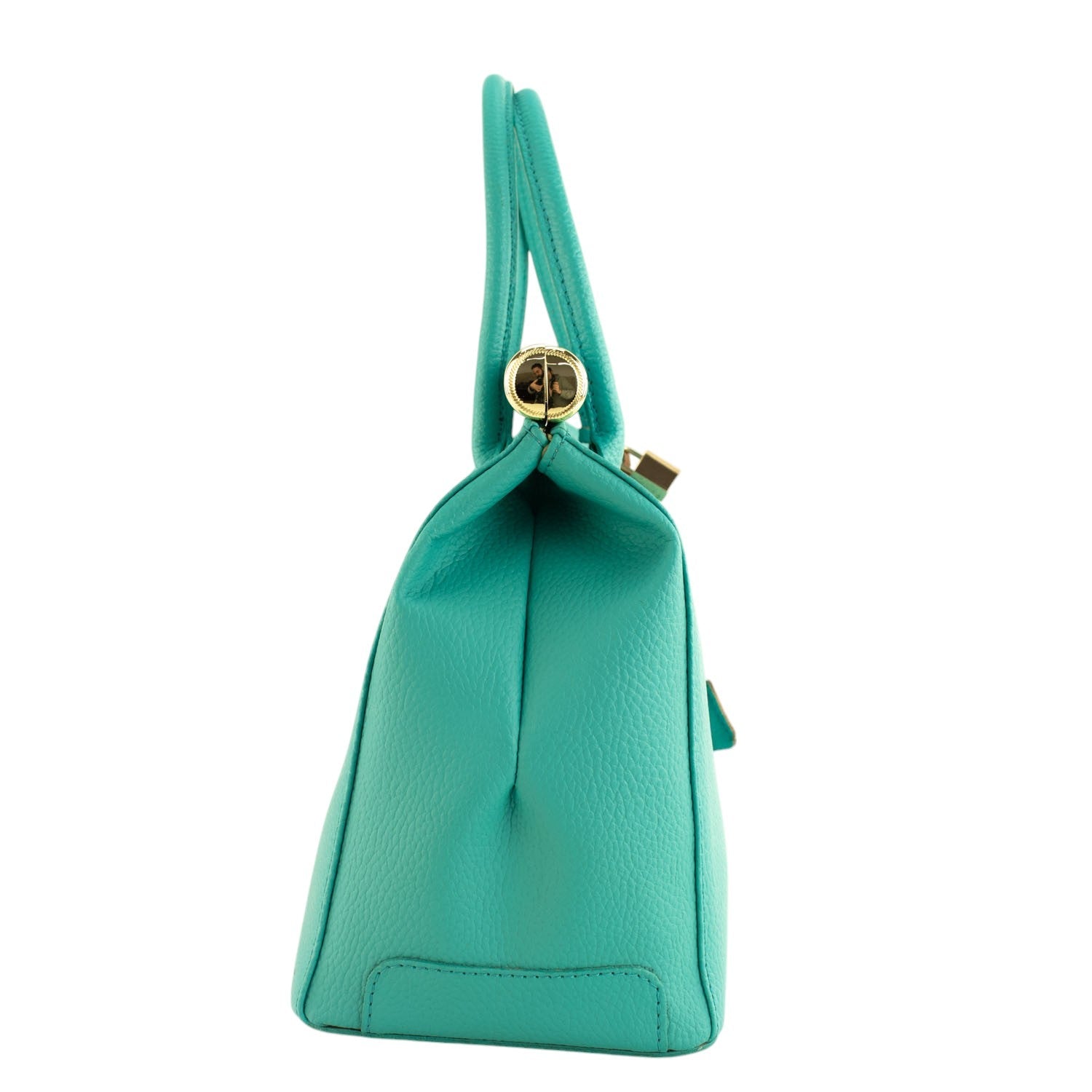 Bolso de mano en Piel Pregato Classic Turquesa Aqua - KimondoShop