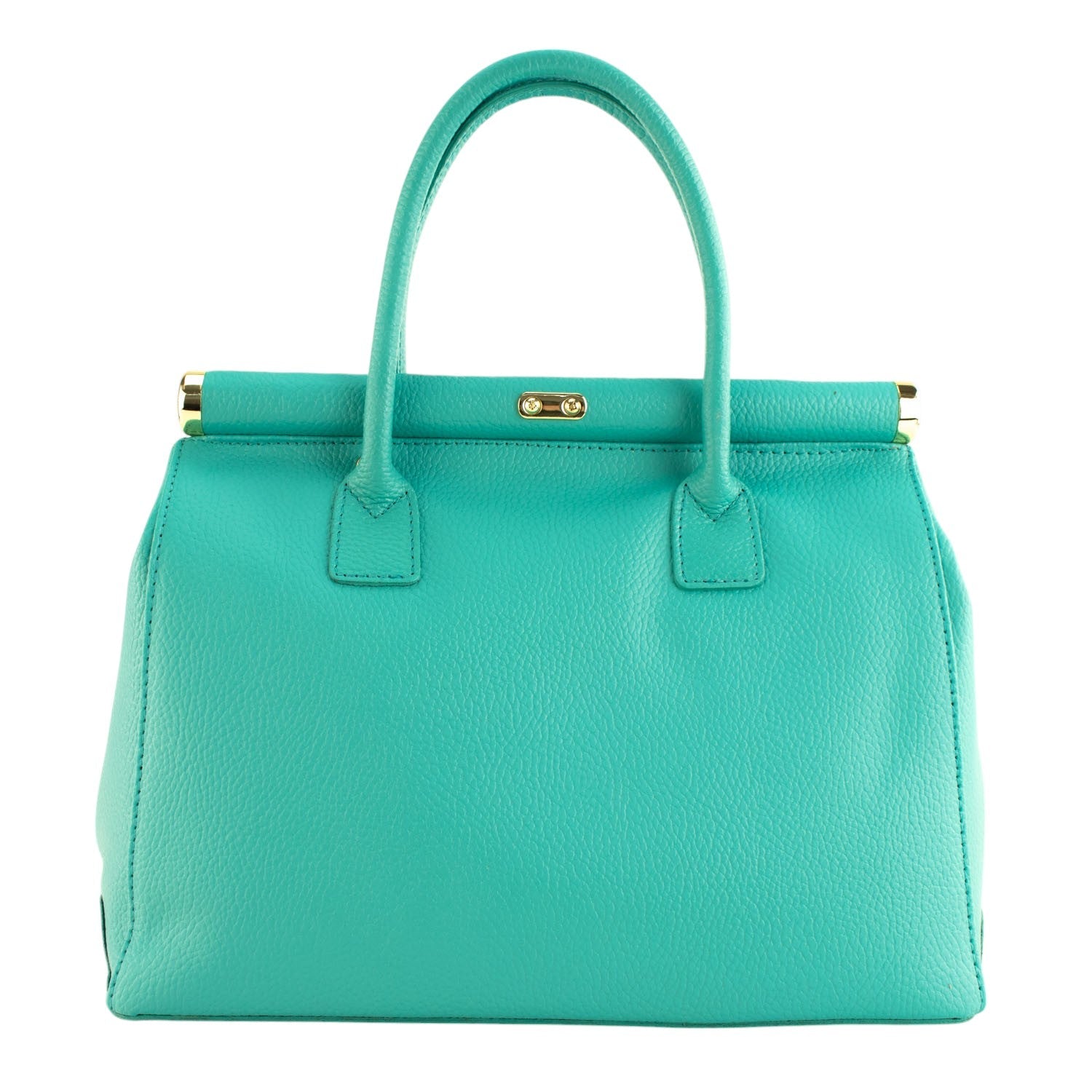 Bolso de mano en Piel Pregato Classic Turquesa Aqua - KimondoShop