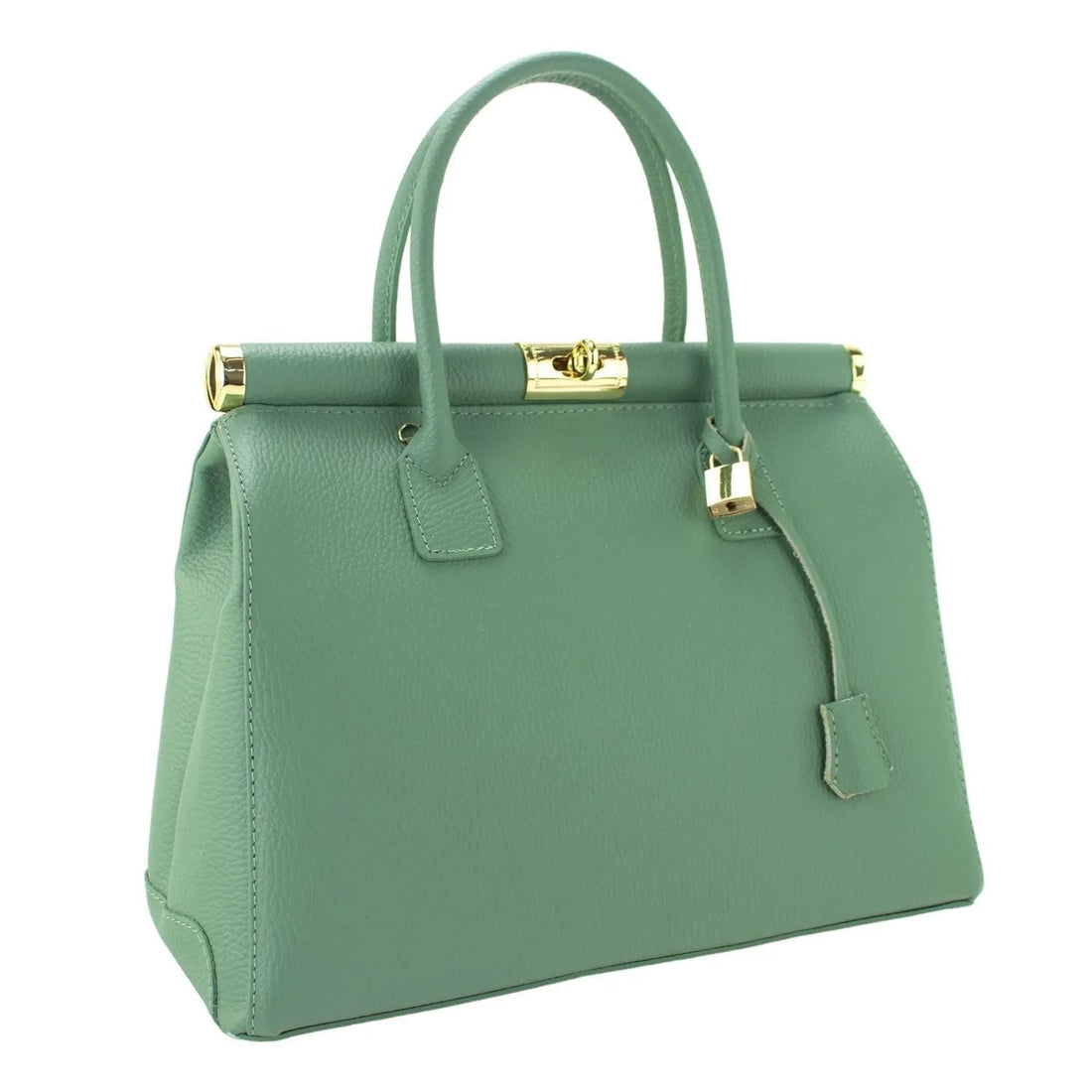 Bolso de mano en Piel Pregato Classic Verde Agua marina - KimondoShop