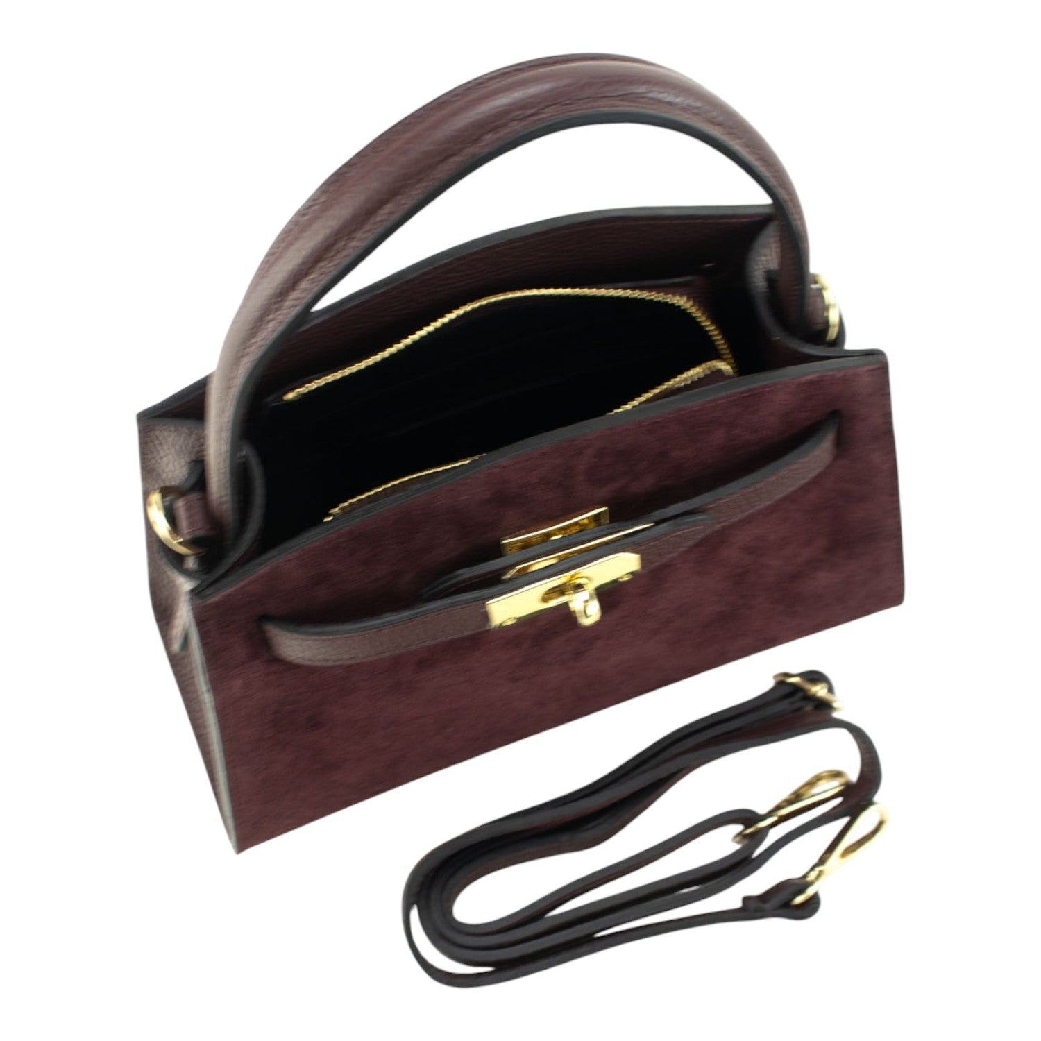 Bolso de mano en piel Pregato Nuit Ante Burdeos - KimondoShop