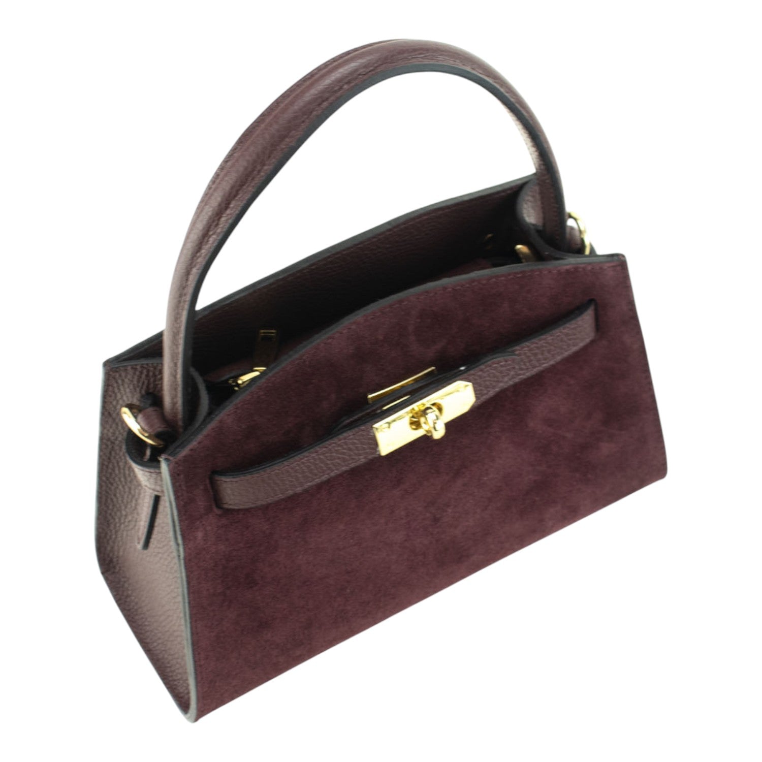 Bolso de mano en piel Pregato Nuit Ante Burdeos - KimondoShop