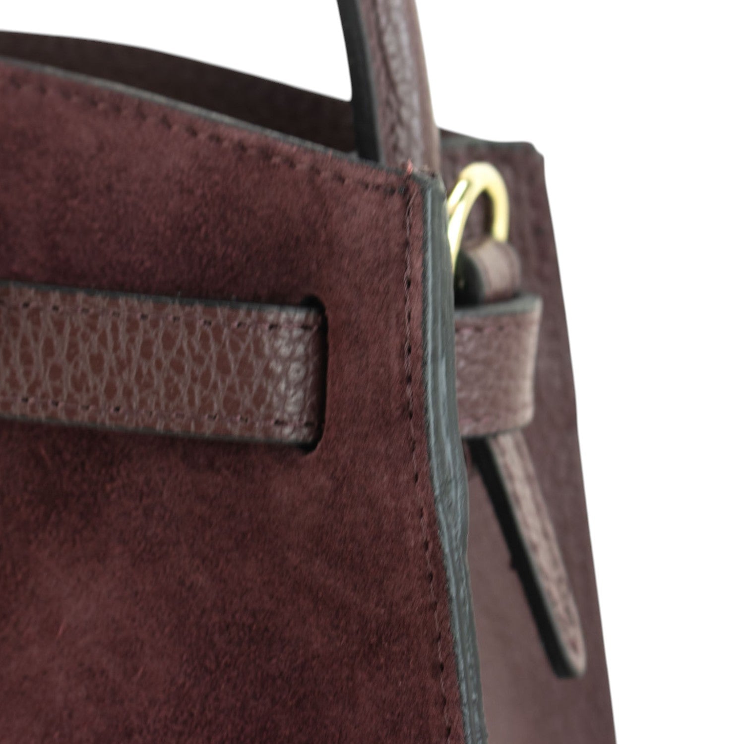 Bolso de mano en piel Pregato Nuit Ante Burdeos - KimondoShop