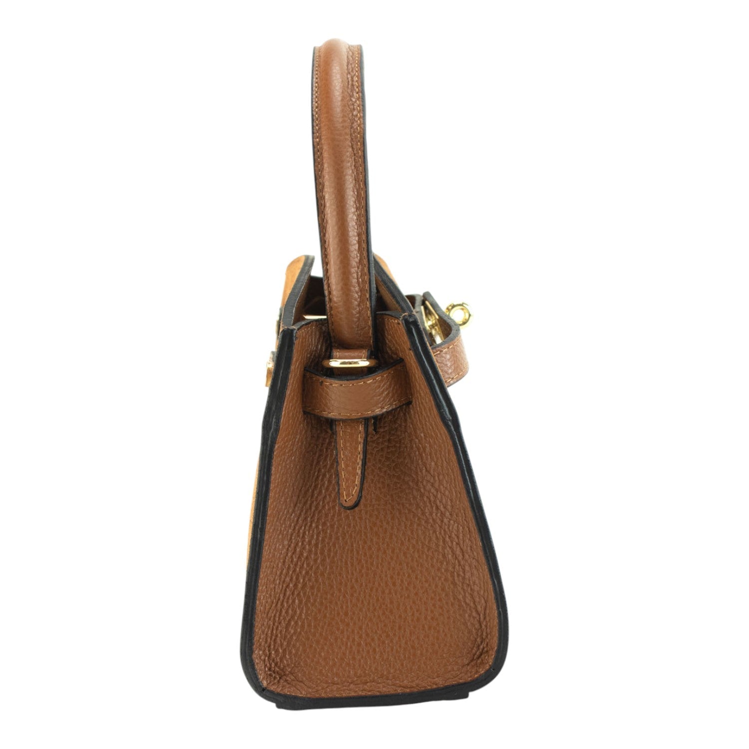 Bolso de mano en piel Pregato Nuit Ante Camel - KimondoShop