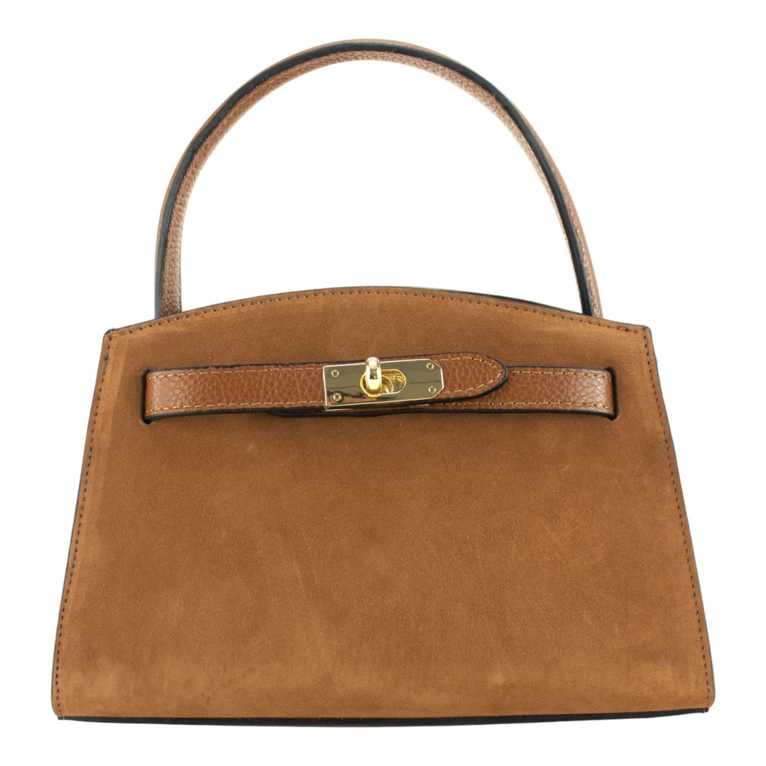 Bolso de mano en piel Pregato Nuit Ante Camel - KimondoShop
