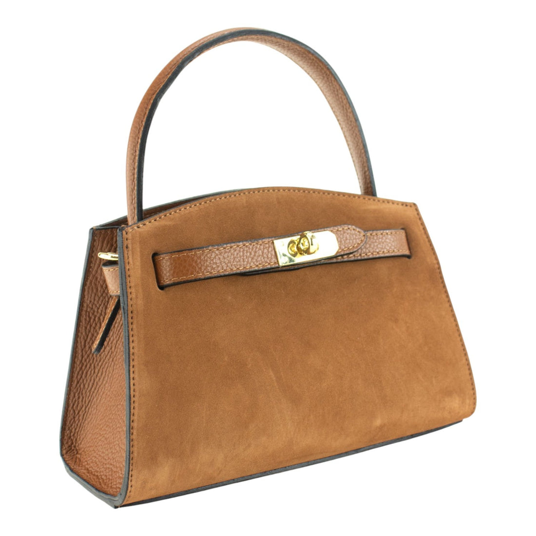 Bolso de mano en piel Pregato Nuit Ante Camel - KimondoShop