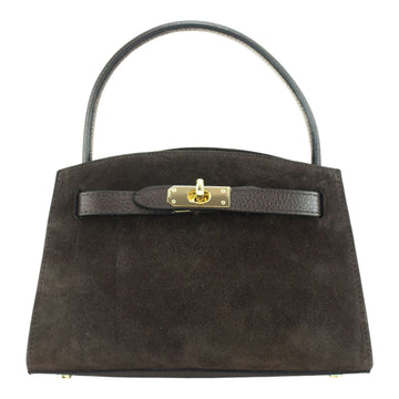 Bolso de mano en piel Pregato Nuit Ante Chocolate - KimondoShop