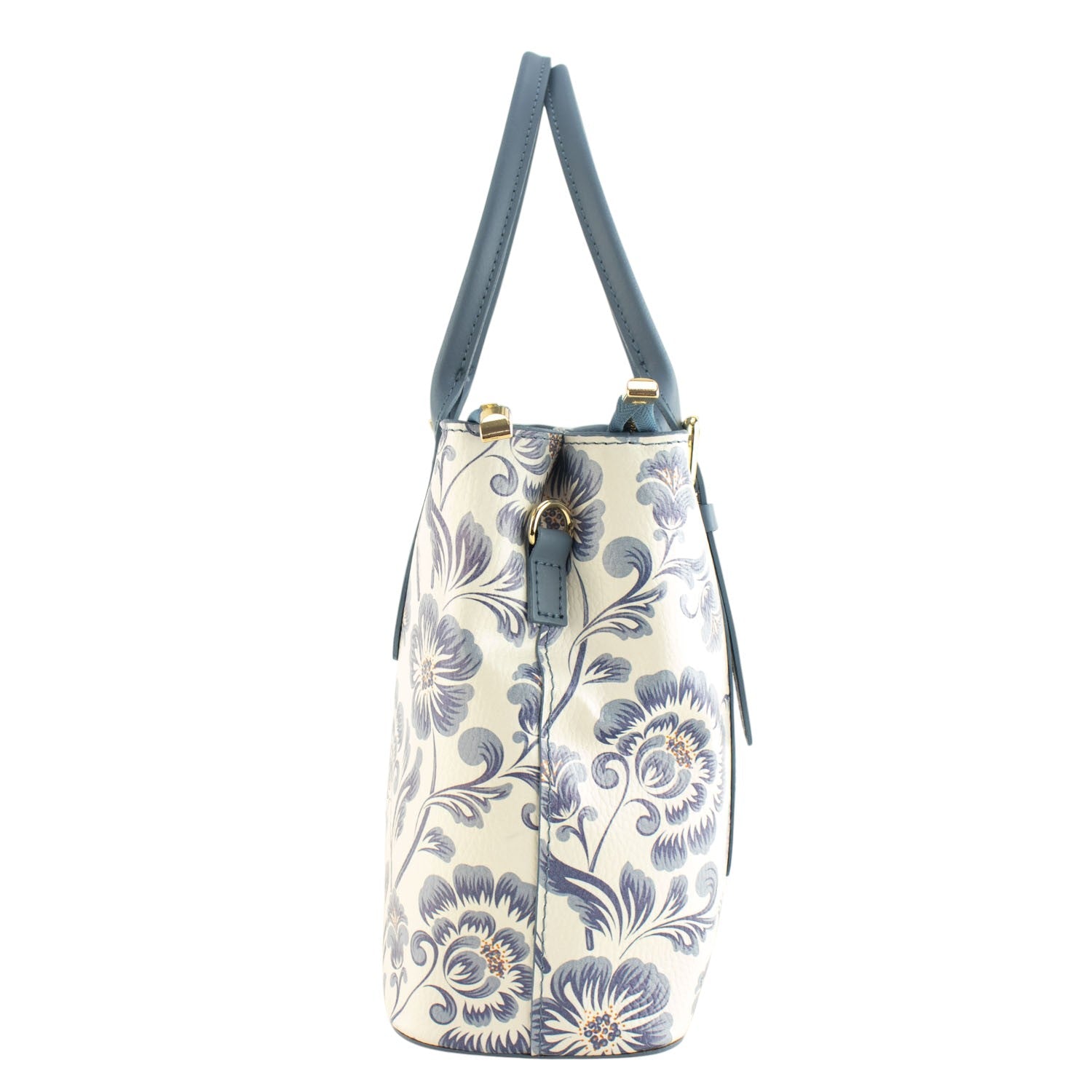 Bolso de mano Piel Pregato Serena Flores Azules Azulejo - KimondoShop