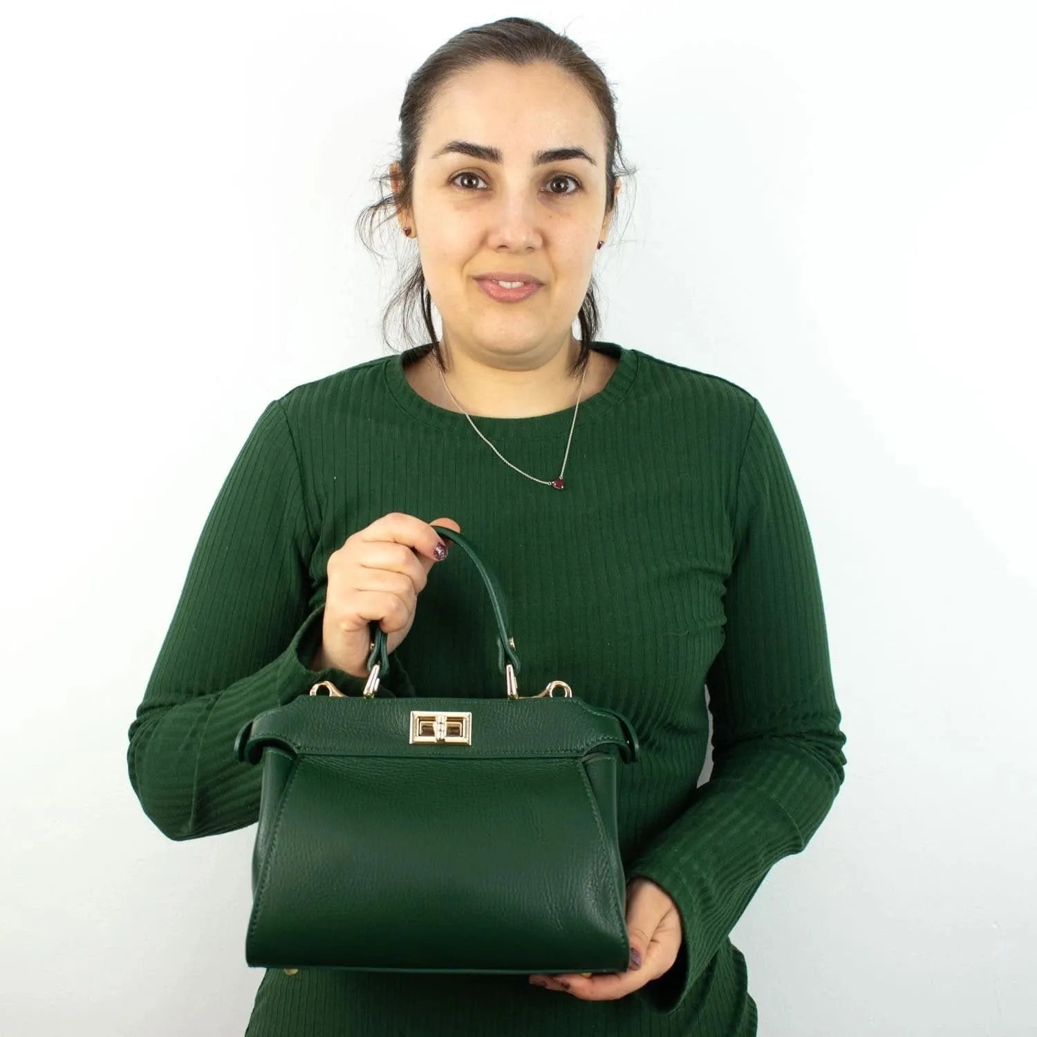 Bolso de Piel Pregato Delta Verde - KimondoShop